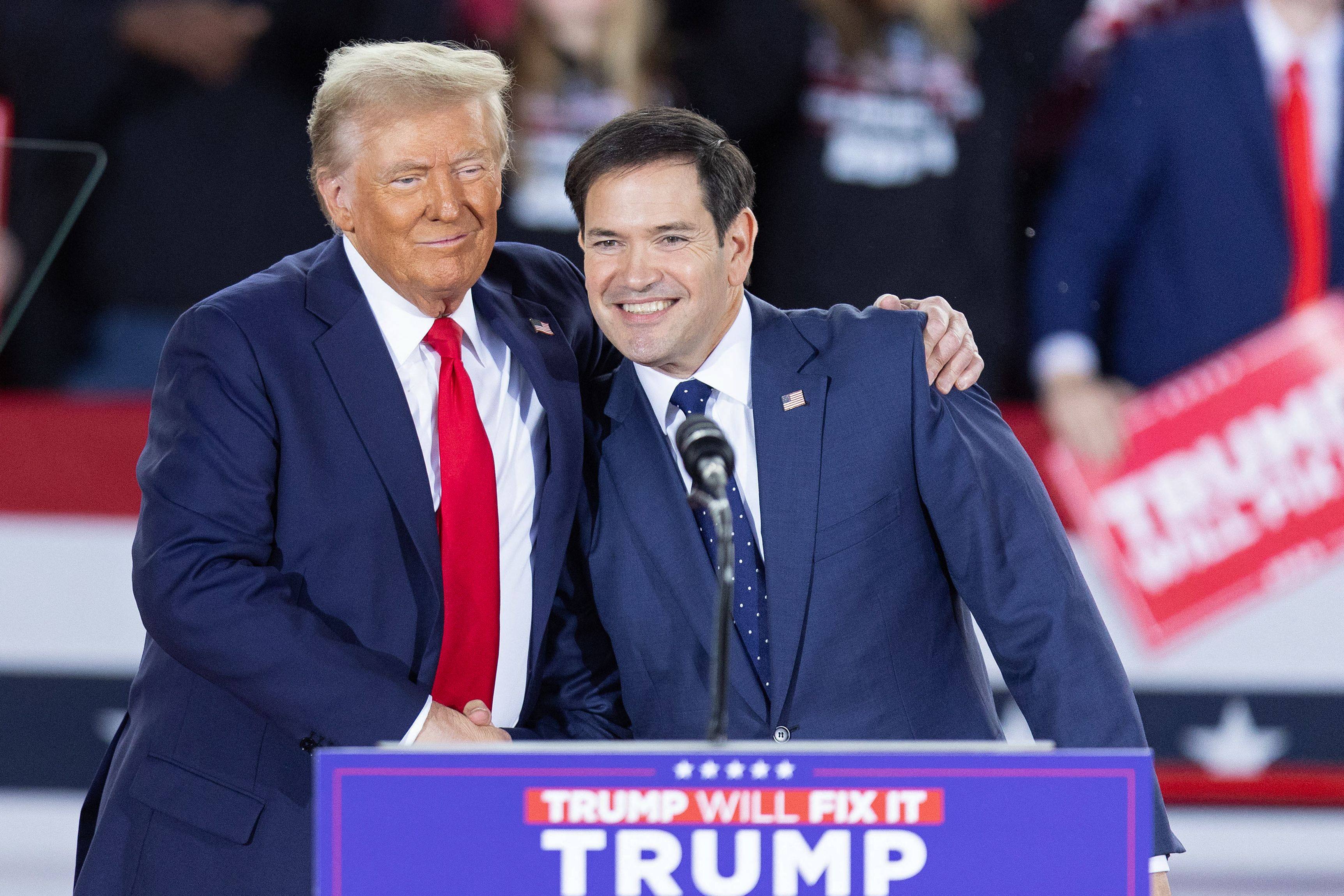 Donald Trump and US Senator Marco Rubio on the campaign trail. Photo: AFP