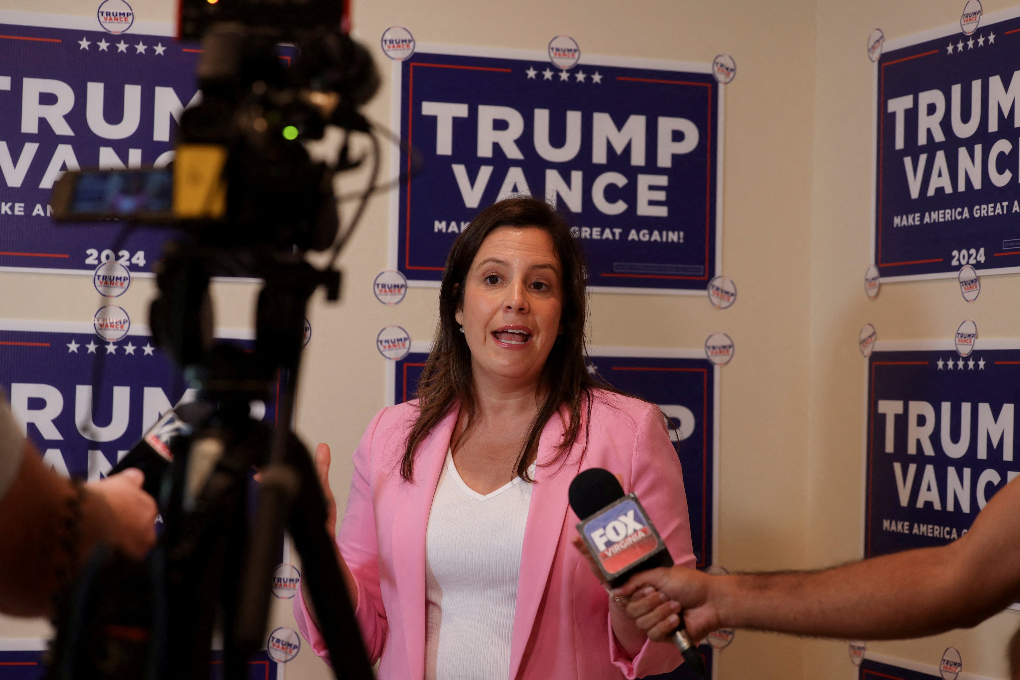 Representative Elise Stefanik, Republican of New York, at a campaign event for Donald Trump in Charlottesville, Virginia, on September 21. Photo: Reuters