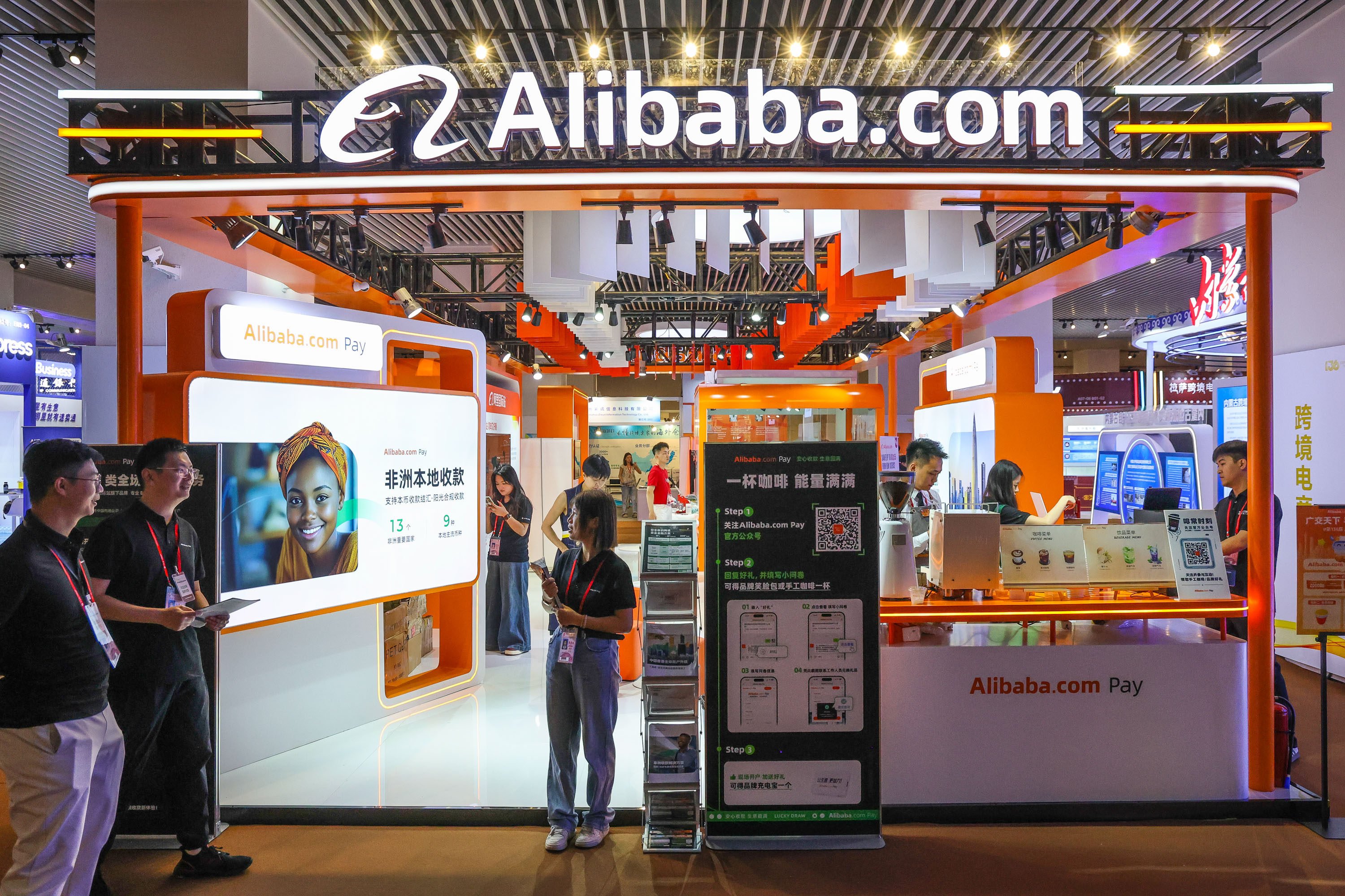 The Alibaba.com booth at the 136th China Import and Export Fair in Guangzhou, Oct. 15, 2024. Photo: Xinhua