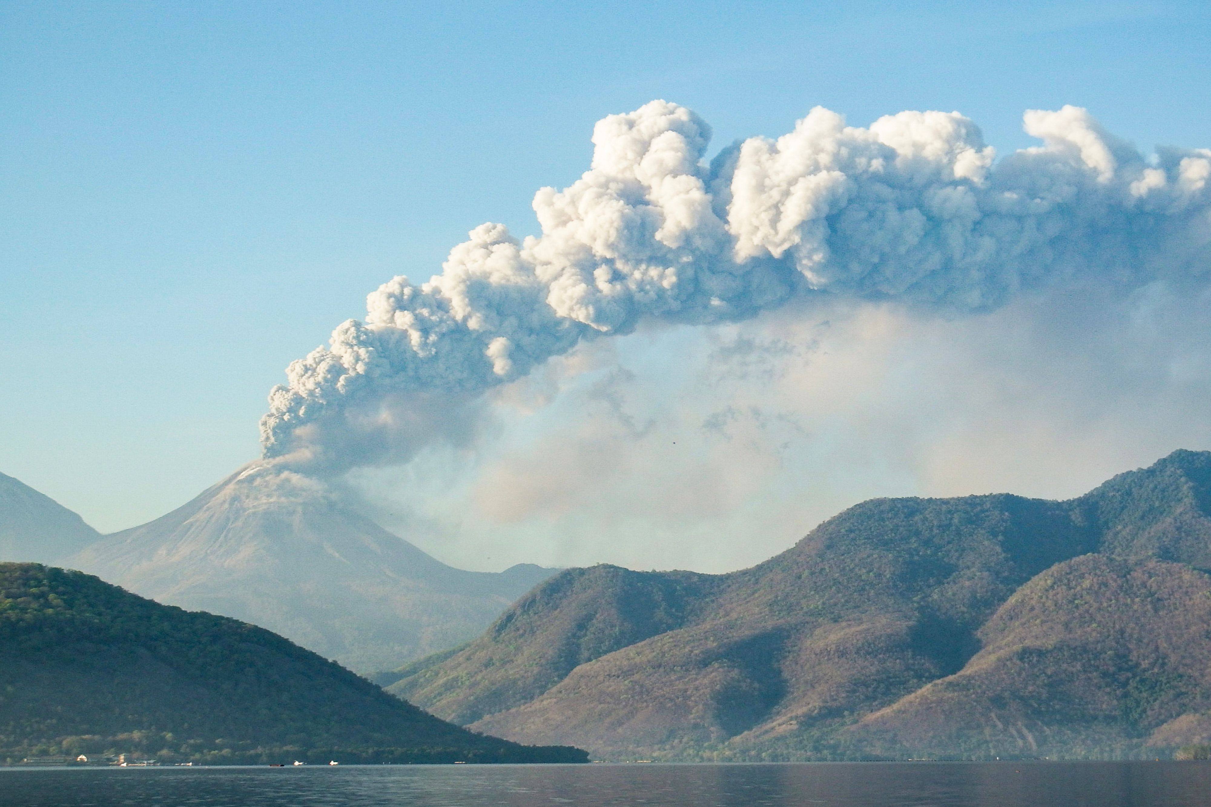 Mount Lewotobi Laki-Laki spews ash and smoke during an eruption as seen from Lewolaga village in Titihena, East Nusa Tenggara, on Wednesday. Photo: AFP