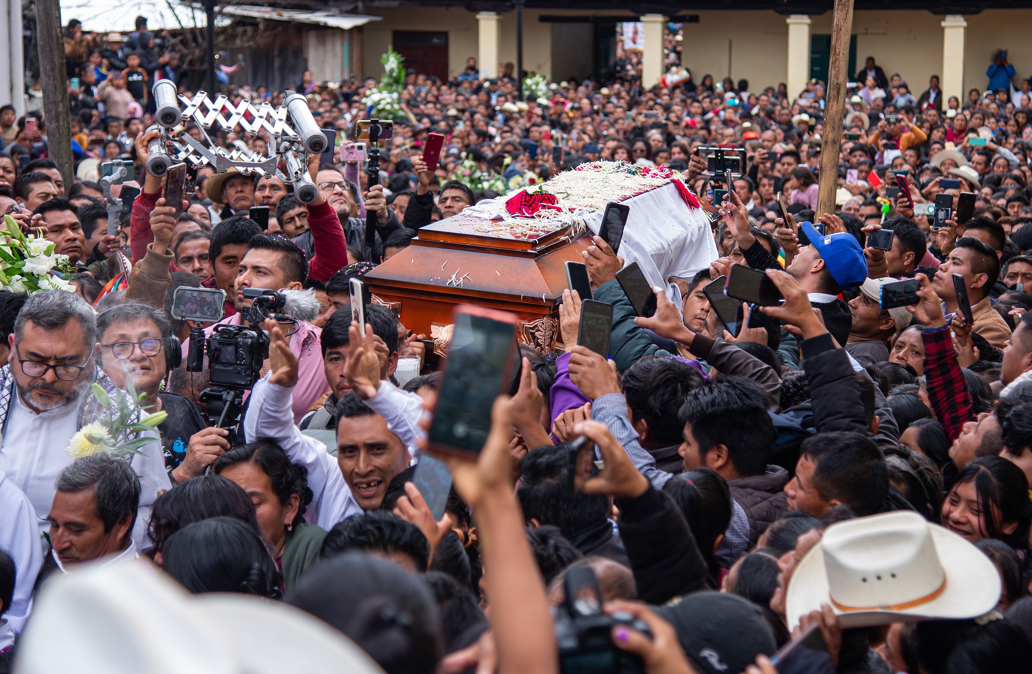 The funeral of Roman Catholic priest Marcelo Perez, who was killed in San Cristobal de las Casas in Mexico’s Chiapas state. Photo: AP