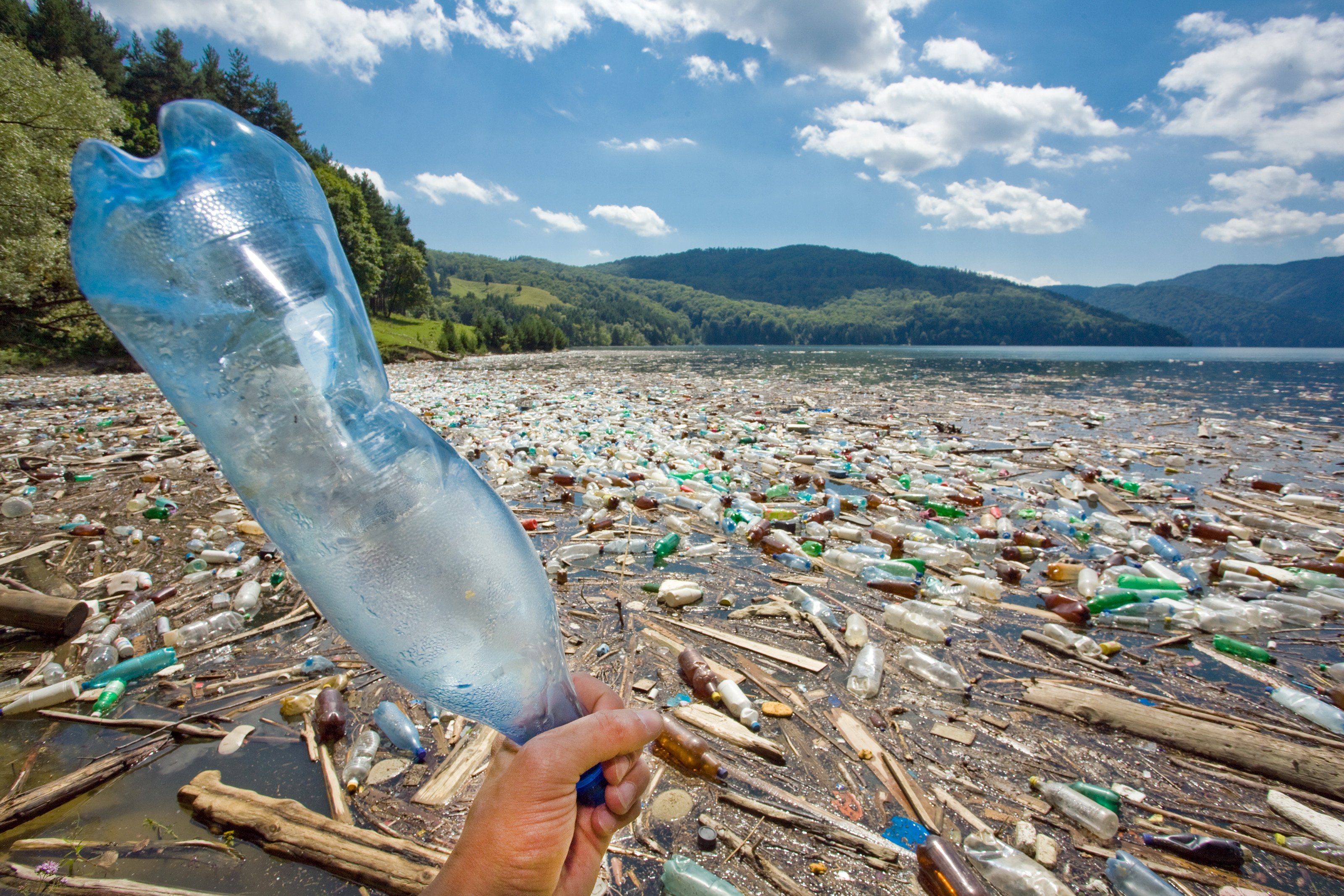 Plastic waste litters Bicaz Lake in Romania. Microplastics are found everywhere these days and, alarmingly, are being linked to a range of health problems. Biohacker Bryan Johnson’s company Blueprint has released the world’s first microplastics self-testing kit in response to a growing problem. Photo: Shutterstock