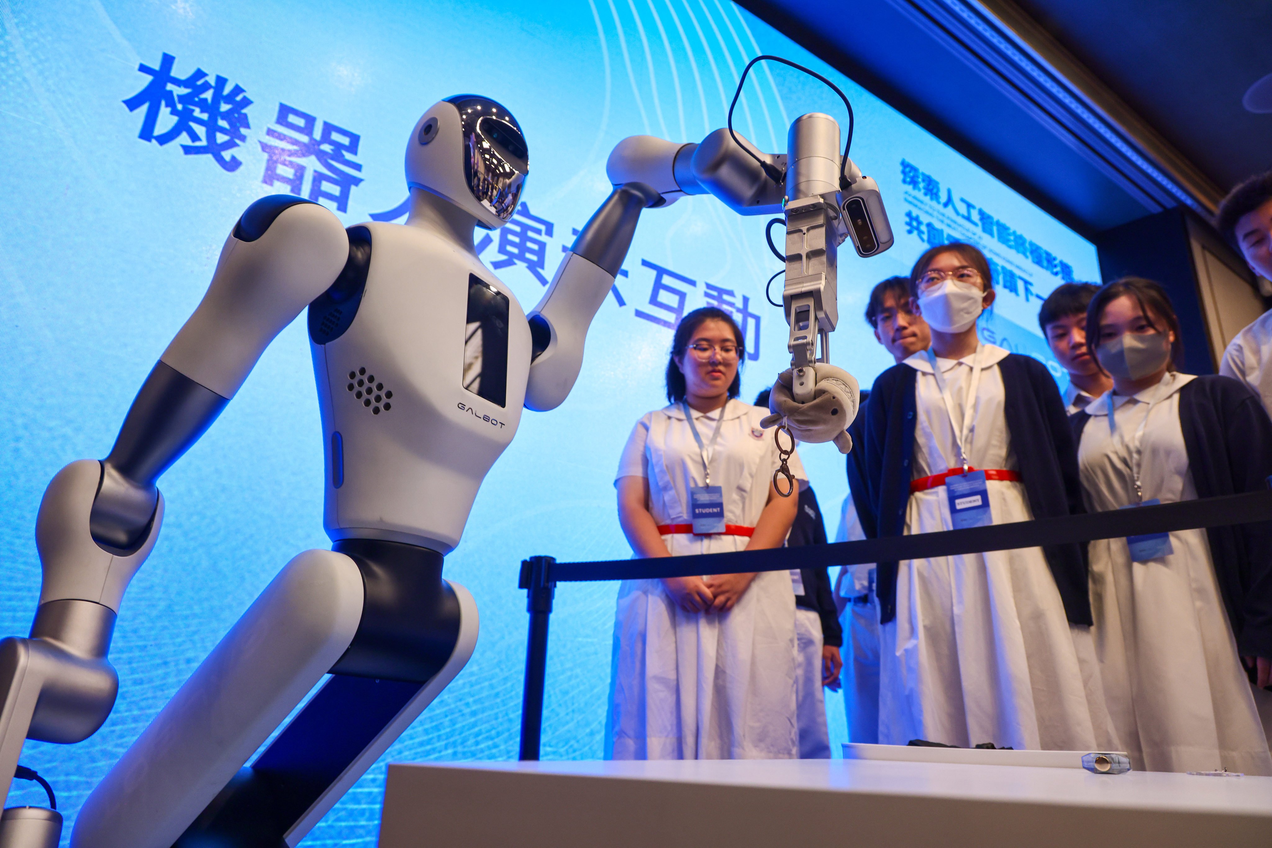 A demonstration of the “Galbot” robot at a launch ceremony of a joint venture between Hong Kong Investment Corporation and Beijing-based techonology start-up Galbot in July. Photo: Dickson Lee