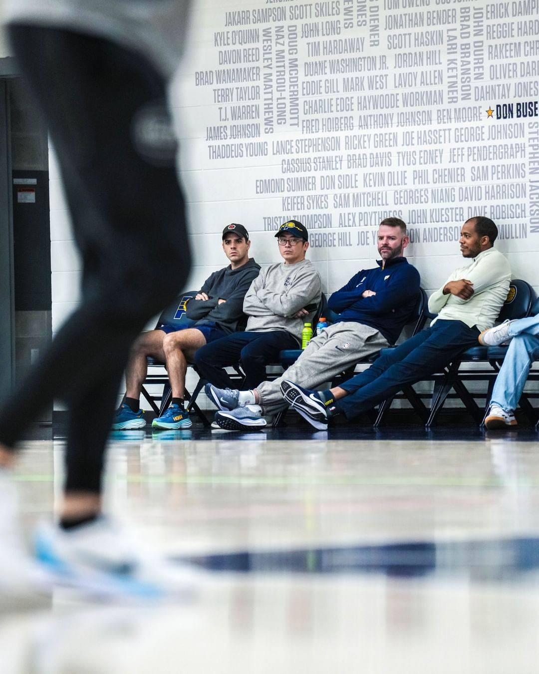 Hansen Wong (middle) started working for the Pacers as a video intern. Photo: Handout