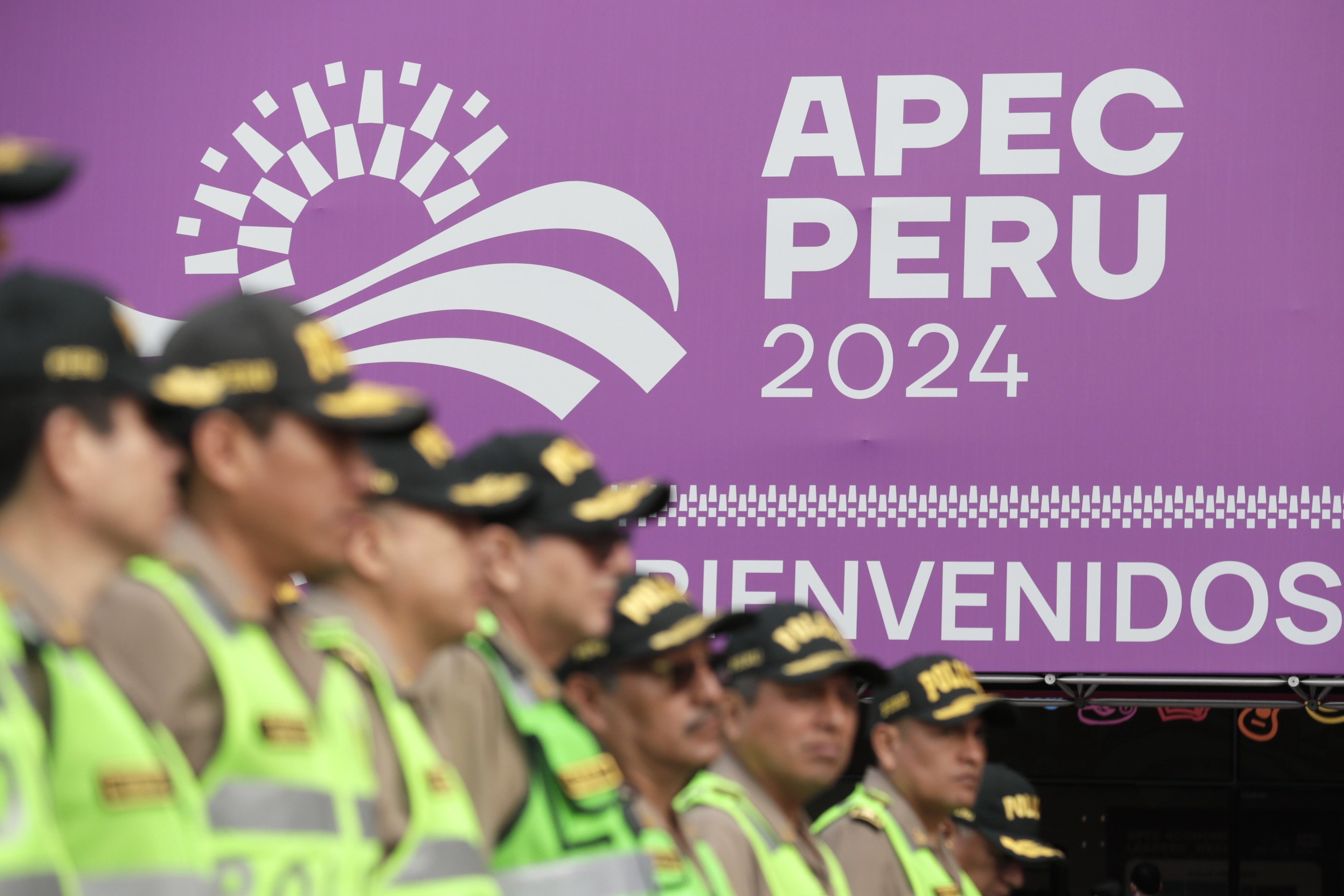 Police officers stand by in Lima, Peru, ahead of the arrival of world leaders for the Asia-Pacific Economic Cooperation conference. Photo: EPA-EPE