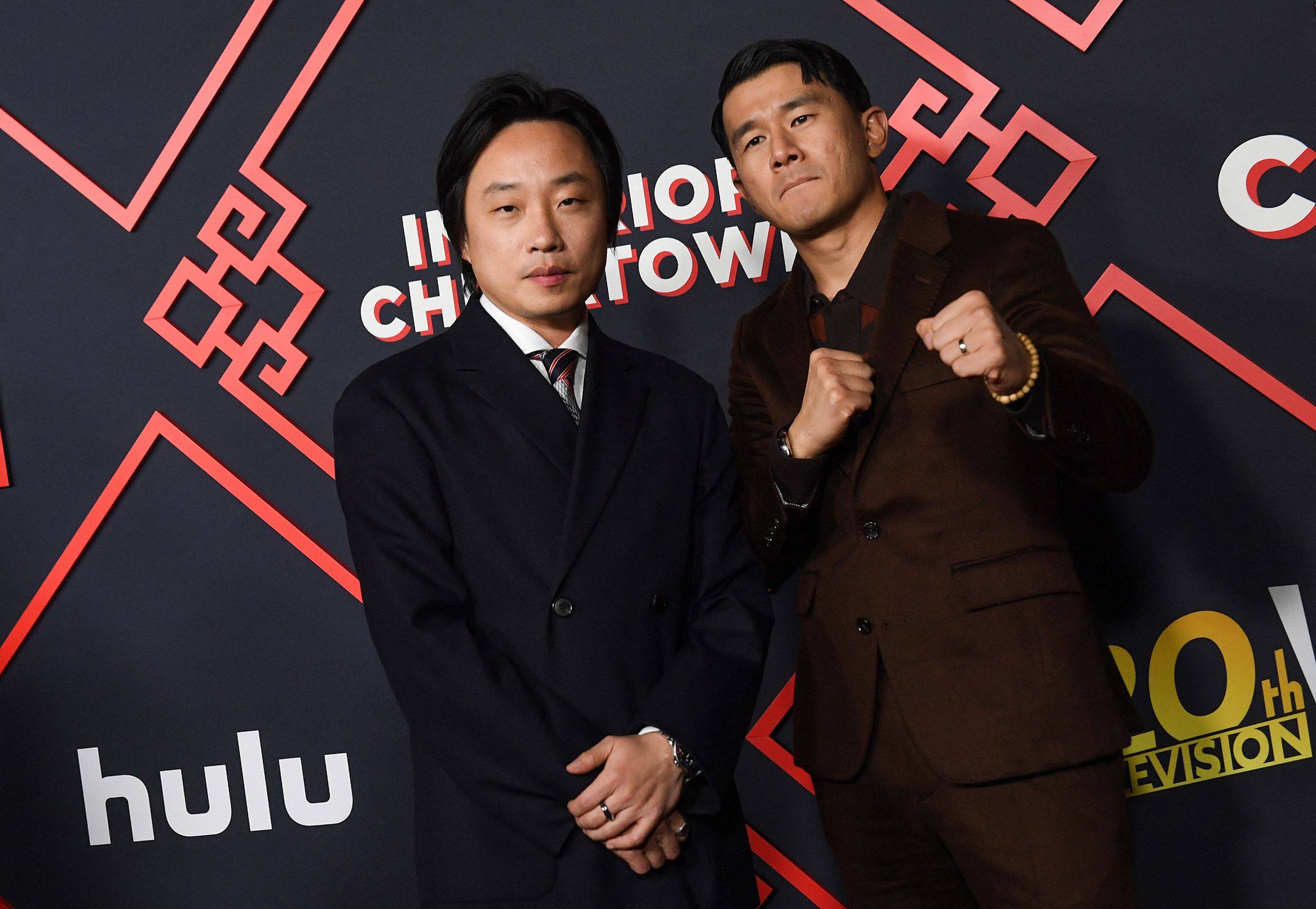 Jimmy O. Yang (left) and Ronny Chieng arrive for the premiere of Interior Chinatown in Los Angeles. Yang stars as an Asian actor who finds his world turned upside down in unusual ways. Photo: AFP