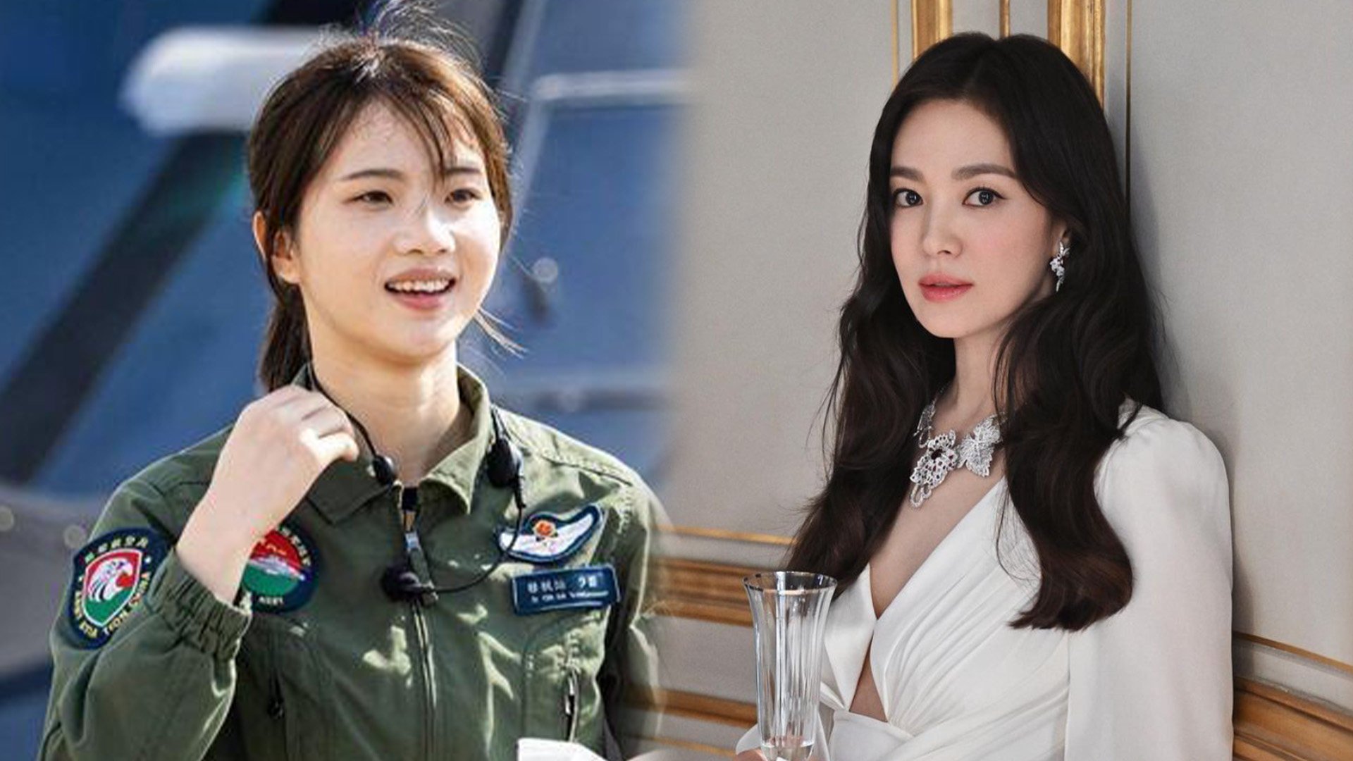 A woman pilot with China’s People’s Liberation Army has grabbed public attention during her appearance at an air show because of her resemblance to a South Korean actress. Photo: SCMP composite/Weibo/IG@kyo1122