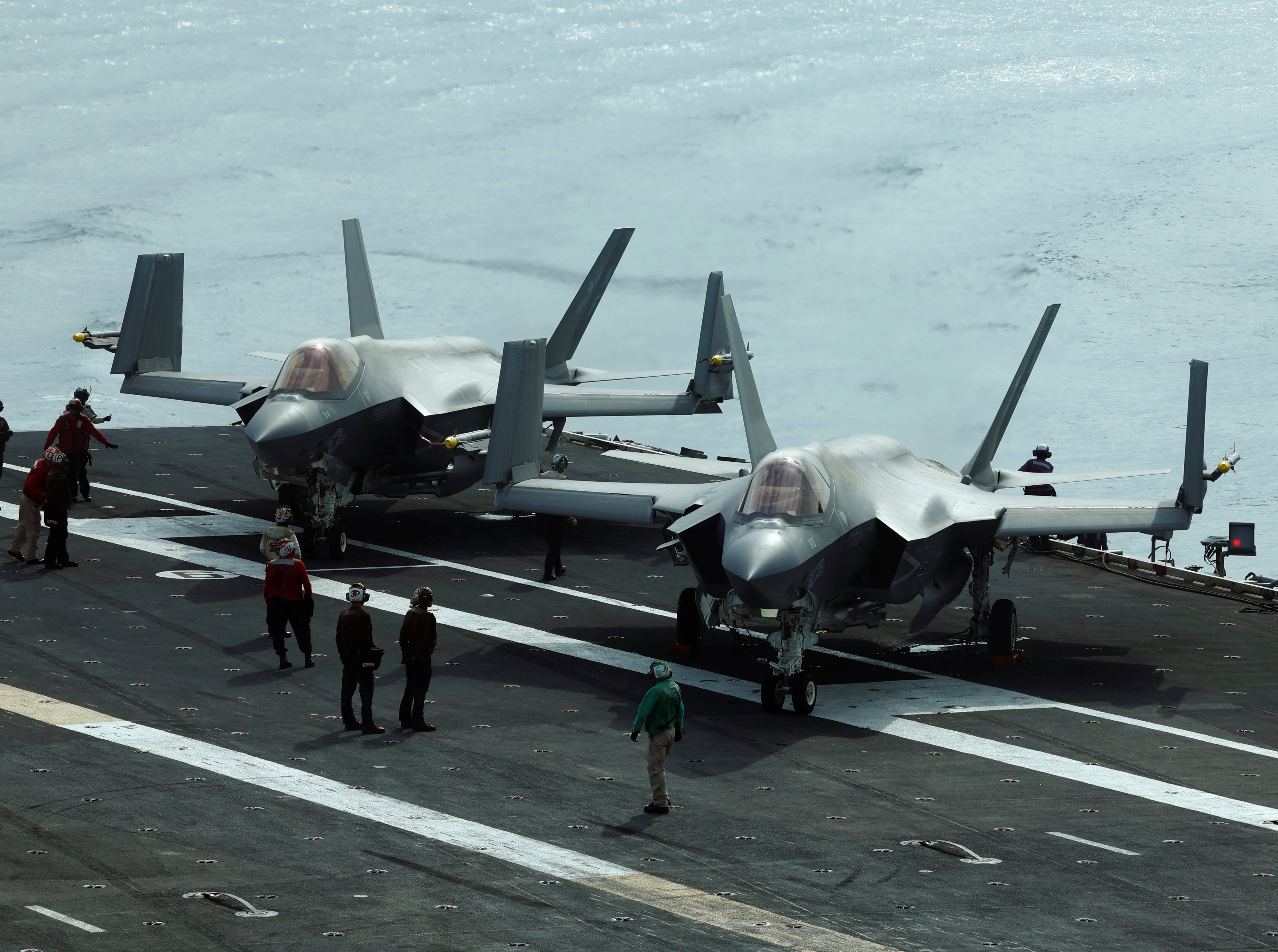 F-35 jets on the USS George Washington during Freedom Edge, a trilateral exercise with Japan and South Korea in the East China Sea on Thursday. Photo: Reuters