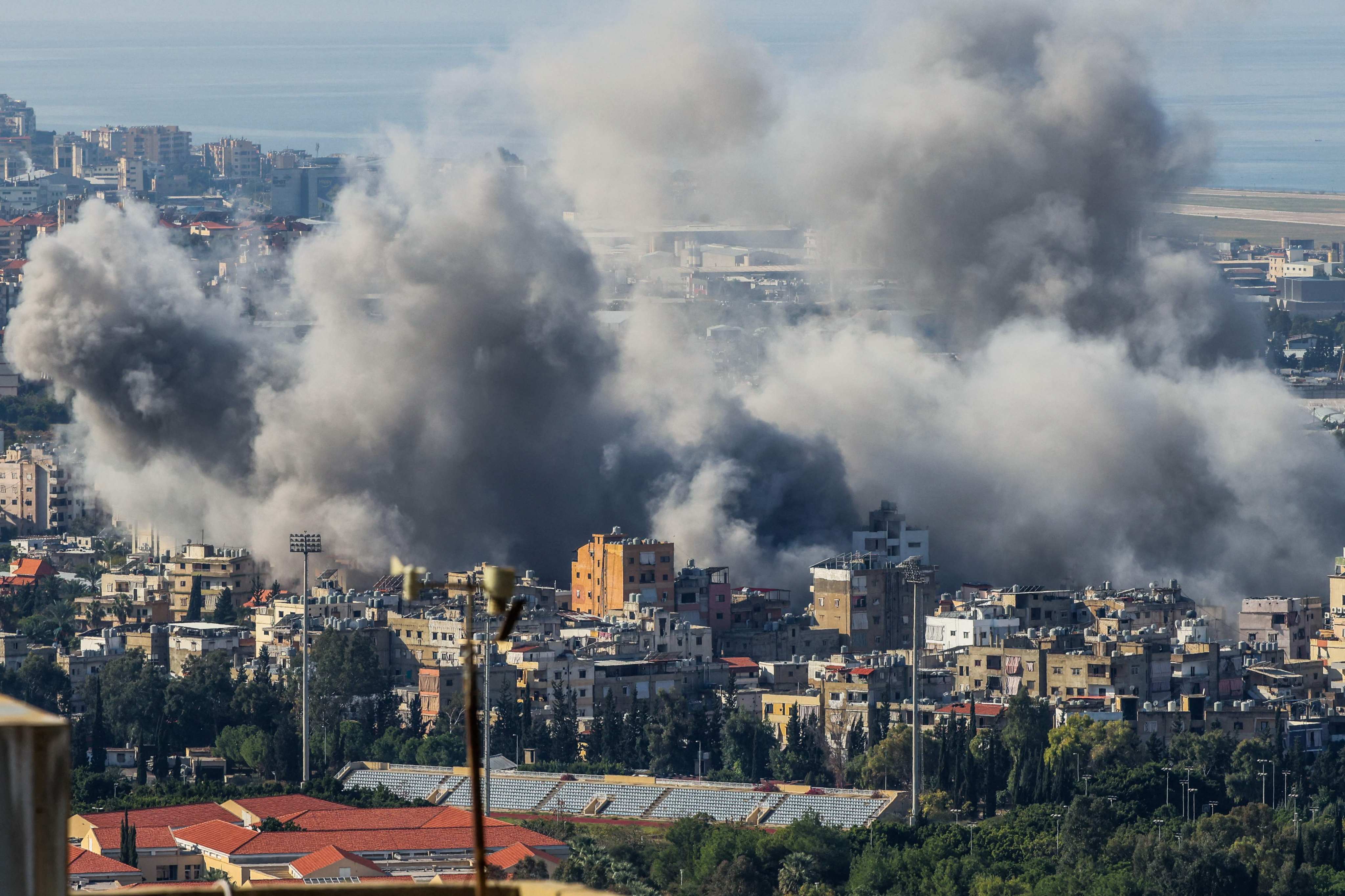 Smoke rises after an Israeli air strike on southern Beirut, Lebanon, on Thursday, amid the ongoing war between Israel and Hezbollah. Photo: AFP