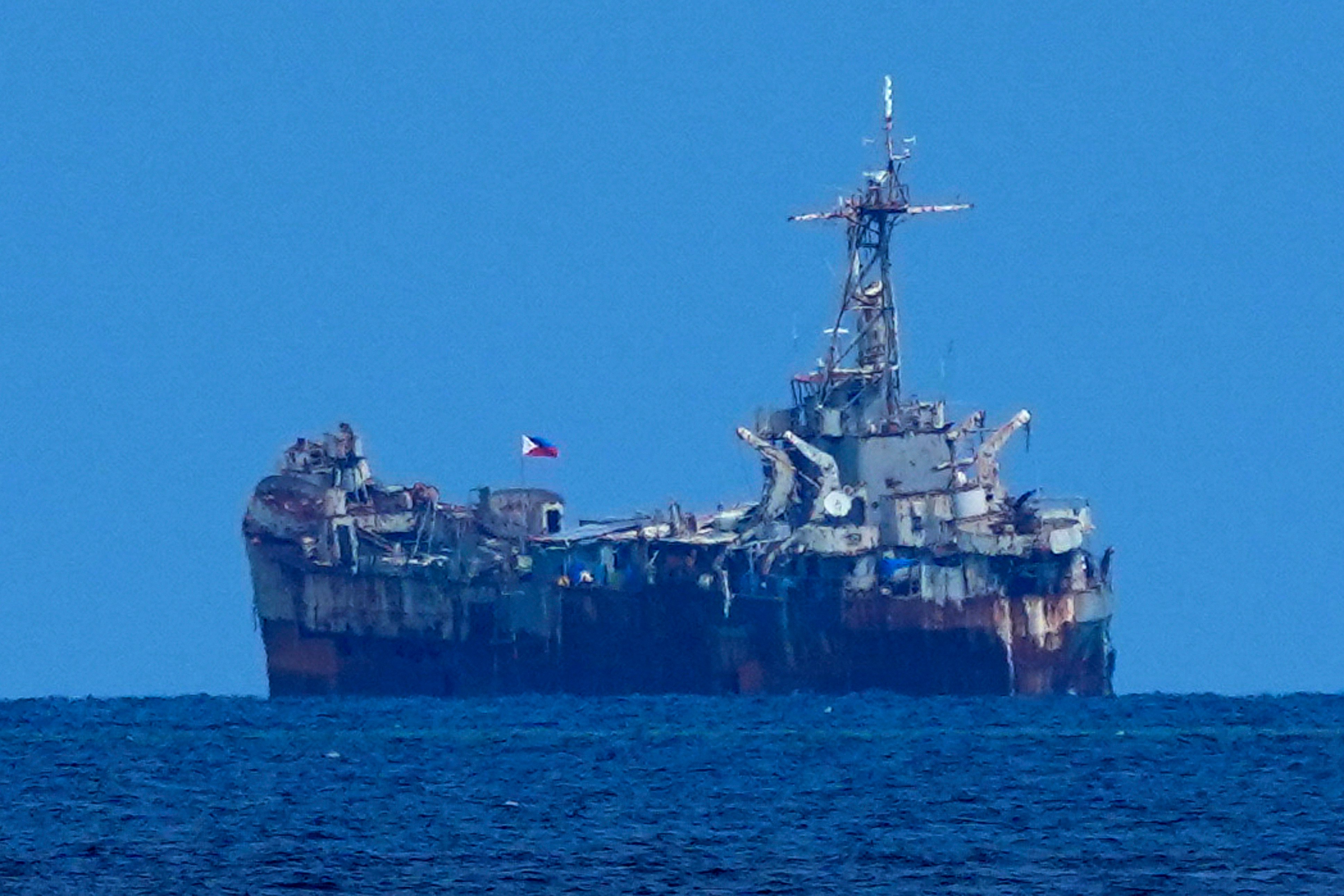 The Philippines occupied the Second Thomas Shoal by permanently beaching a warship in its shallows in 1999. Photo: AP