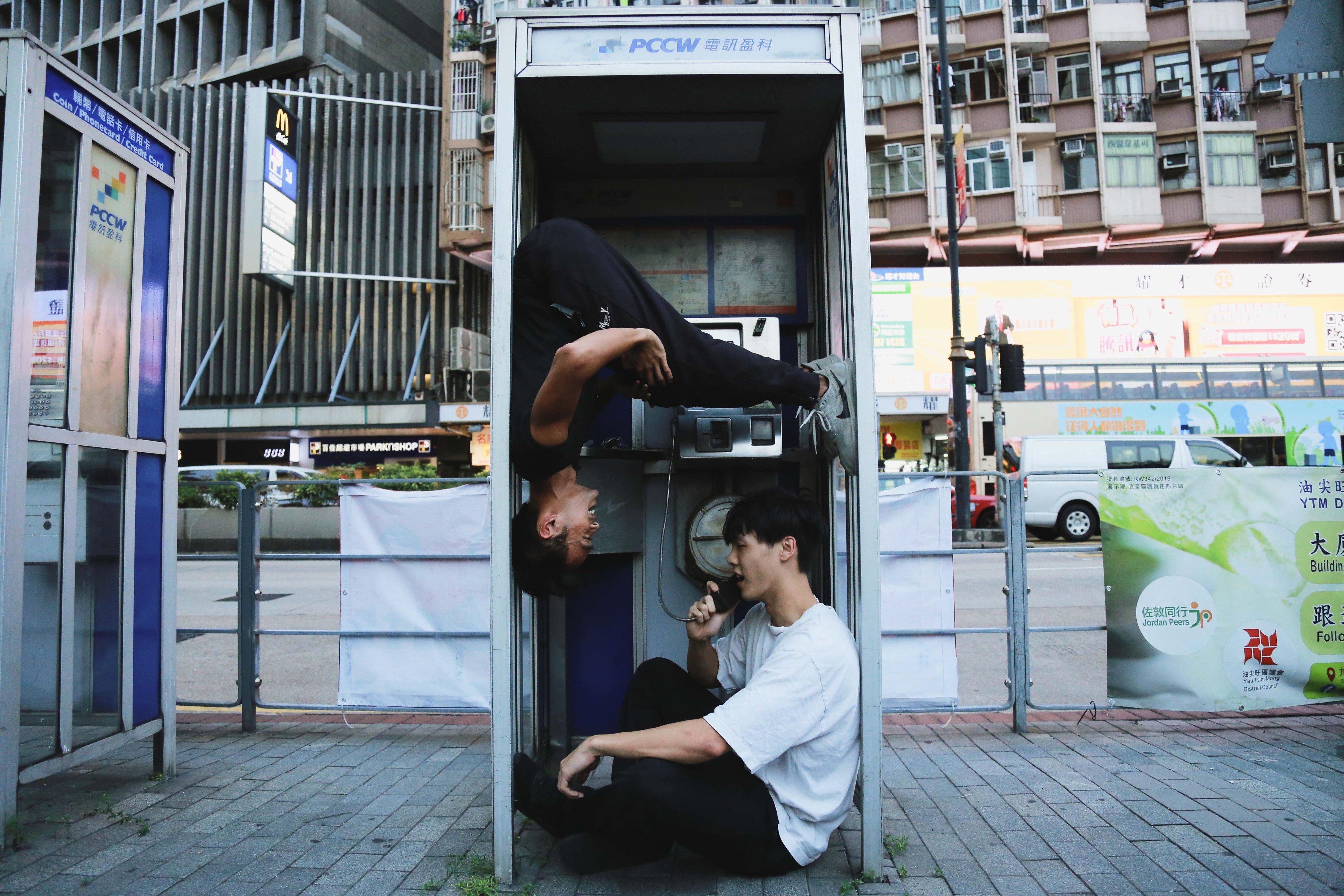 A parkour performance takes place outside of Eaton HK. Photo: Eaton Hong Kong