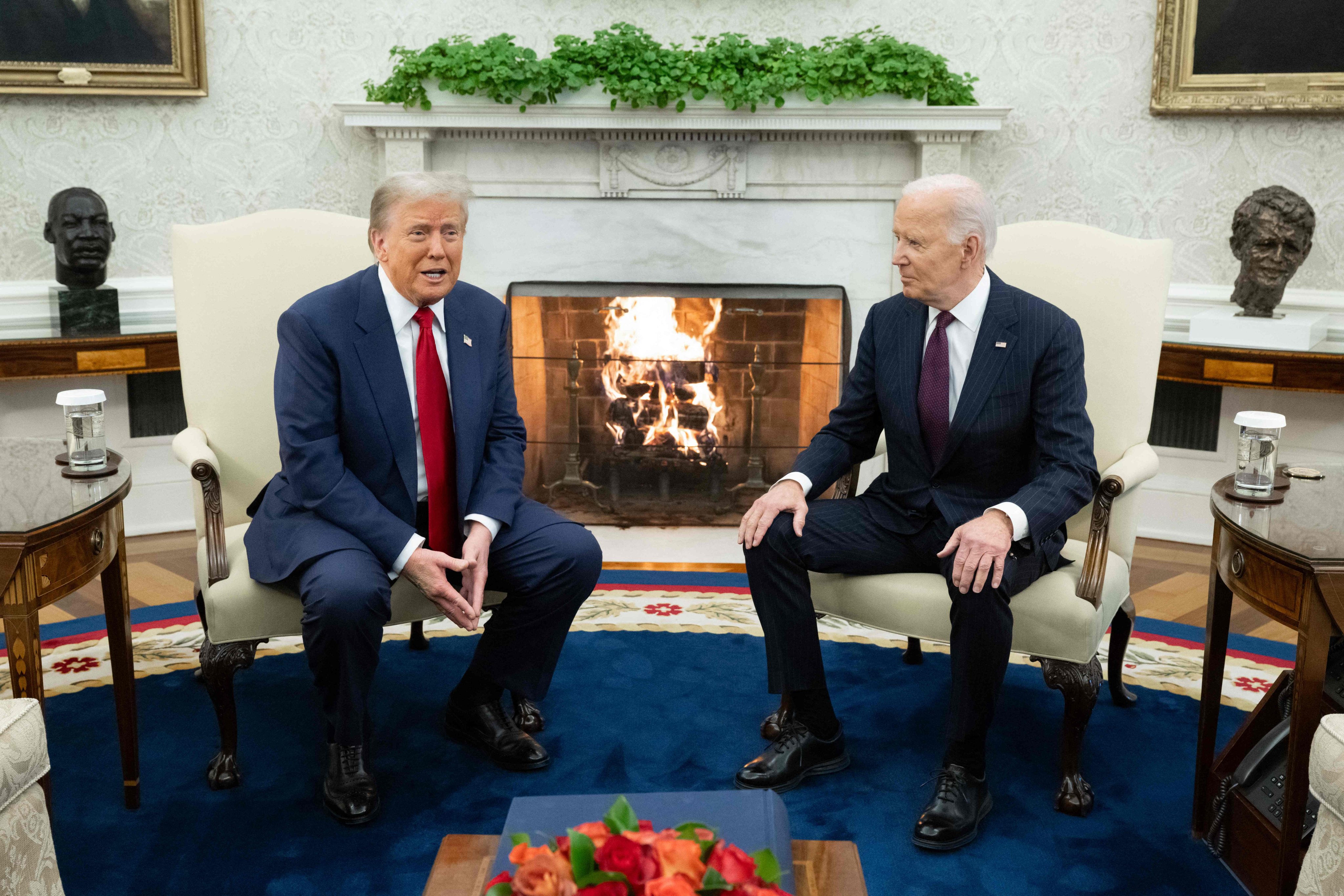 US president-elect Donald Trump with US President Joe Biden in the White House on Wednesday, starting the transition to Trump’s second term. Photo: AFP