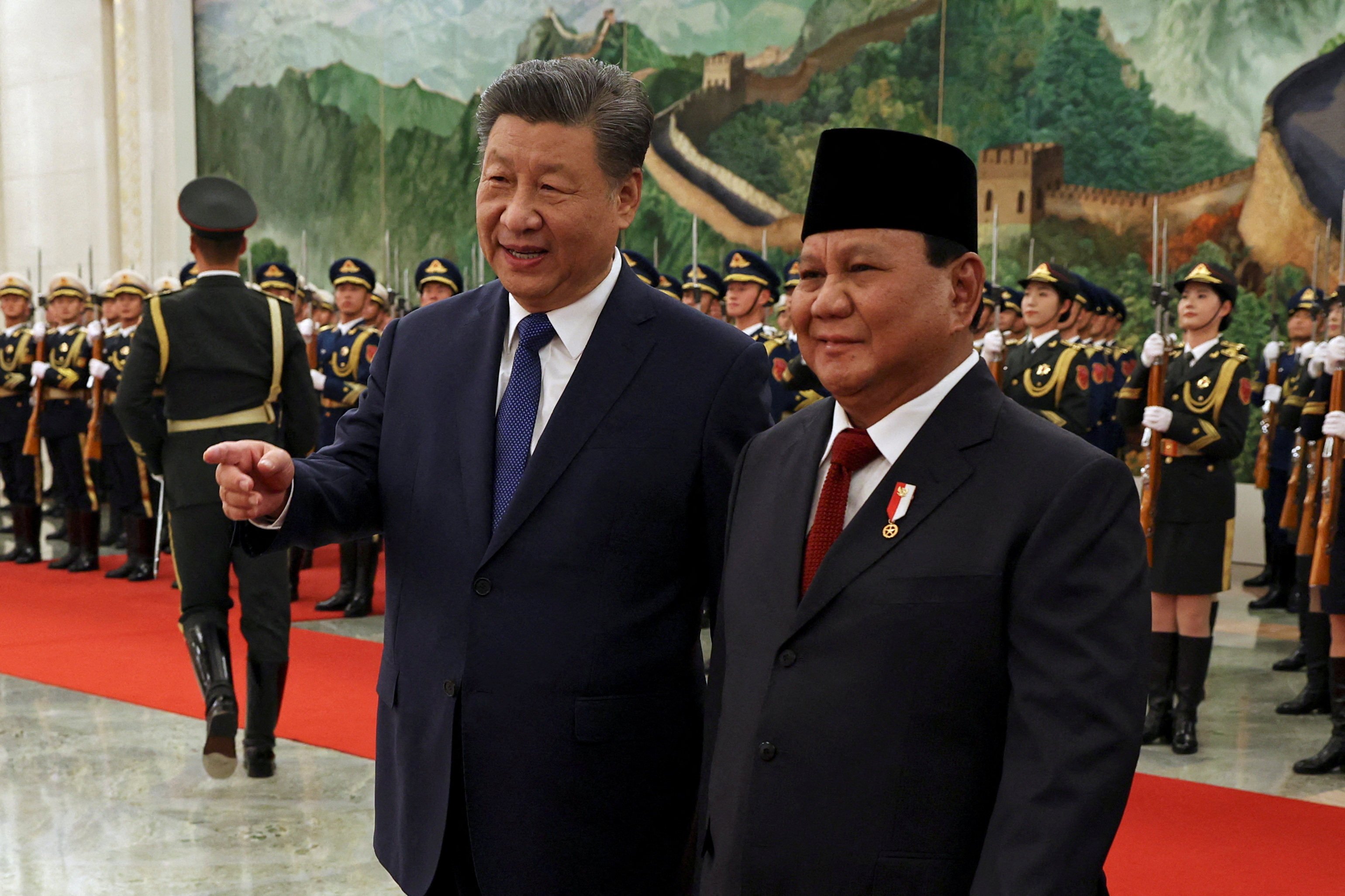 Chinese President Xi Jinping (left) and Indonesian President Prabowo Subianto, at the Great Hall of the People in Beijing on November 9. Subianto’s China visit, his first trip abroad since being sworn into office, indicated what to expect of his leadership of the world’s fourth most populous nation. Photo: Reuters