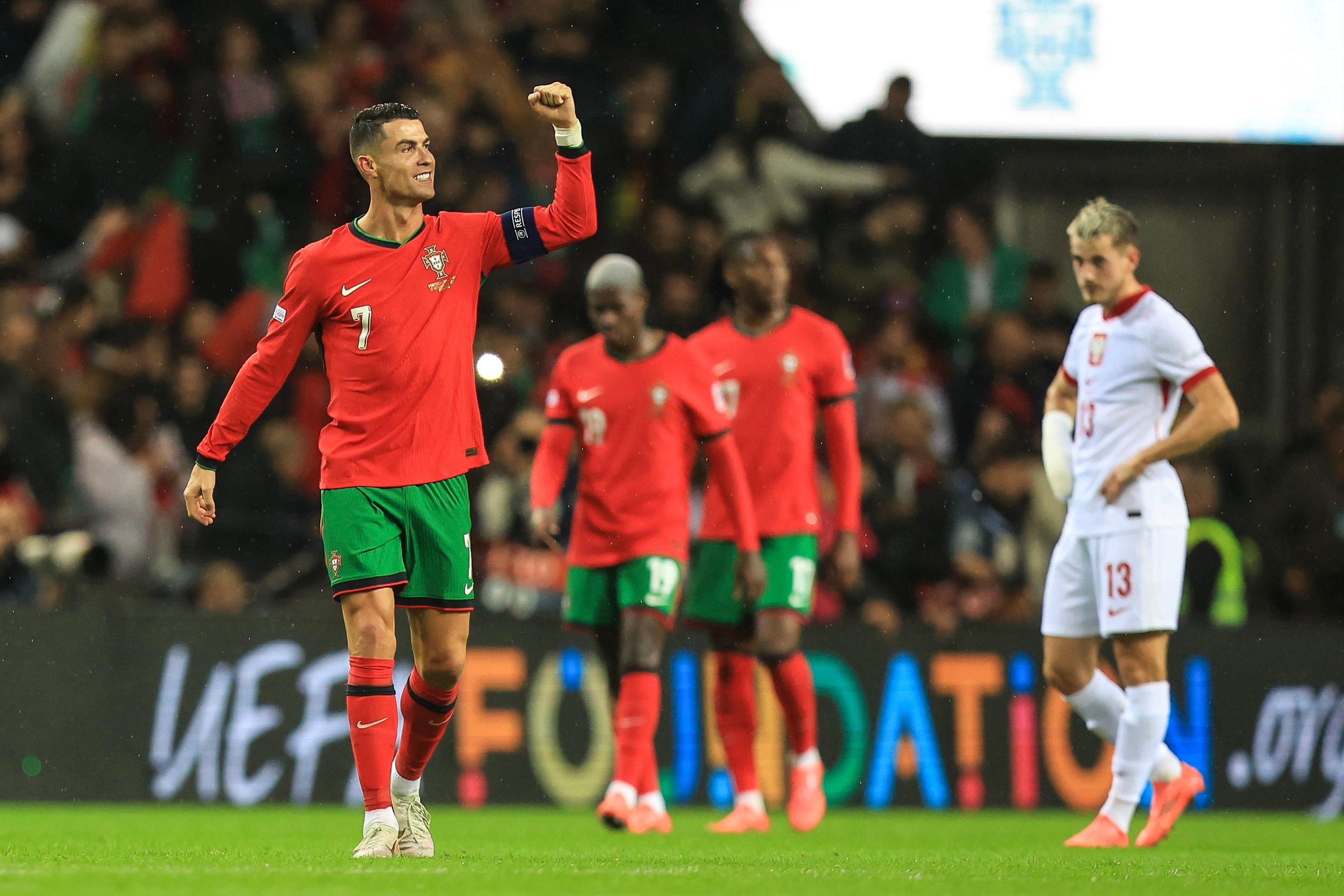 Cristiano Ronaldo celebrates after scoring during Portugal’s 5-1 victory over Poland in the Uefa Nations League. Photo: EPA