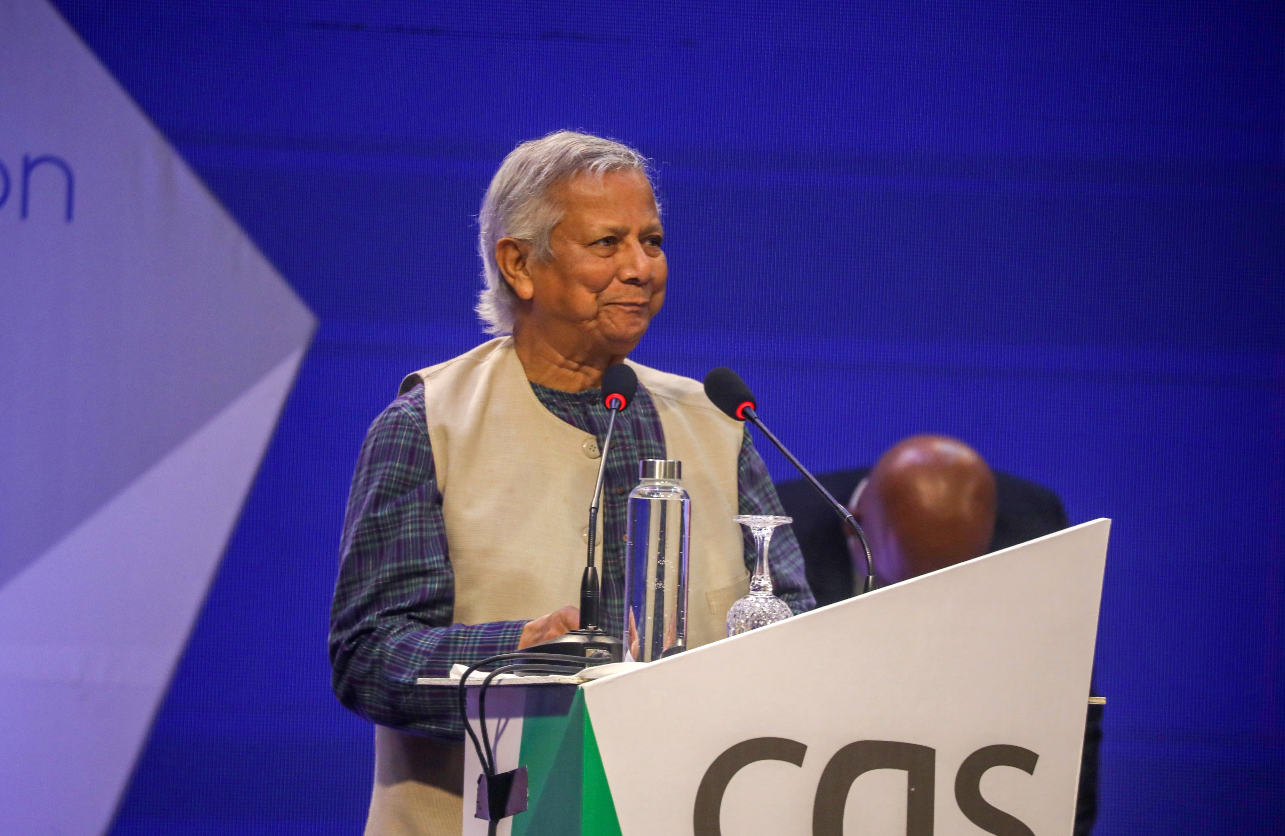 Bangladesh interim government Chief Adviser Professor Dr. Muhammad Yunus addresses the Bay of Bengal Conversation (BOBC) in Dhaka, Bangladesh, on Saturday. Photo: EPA-EFE