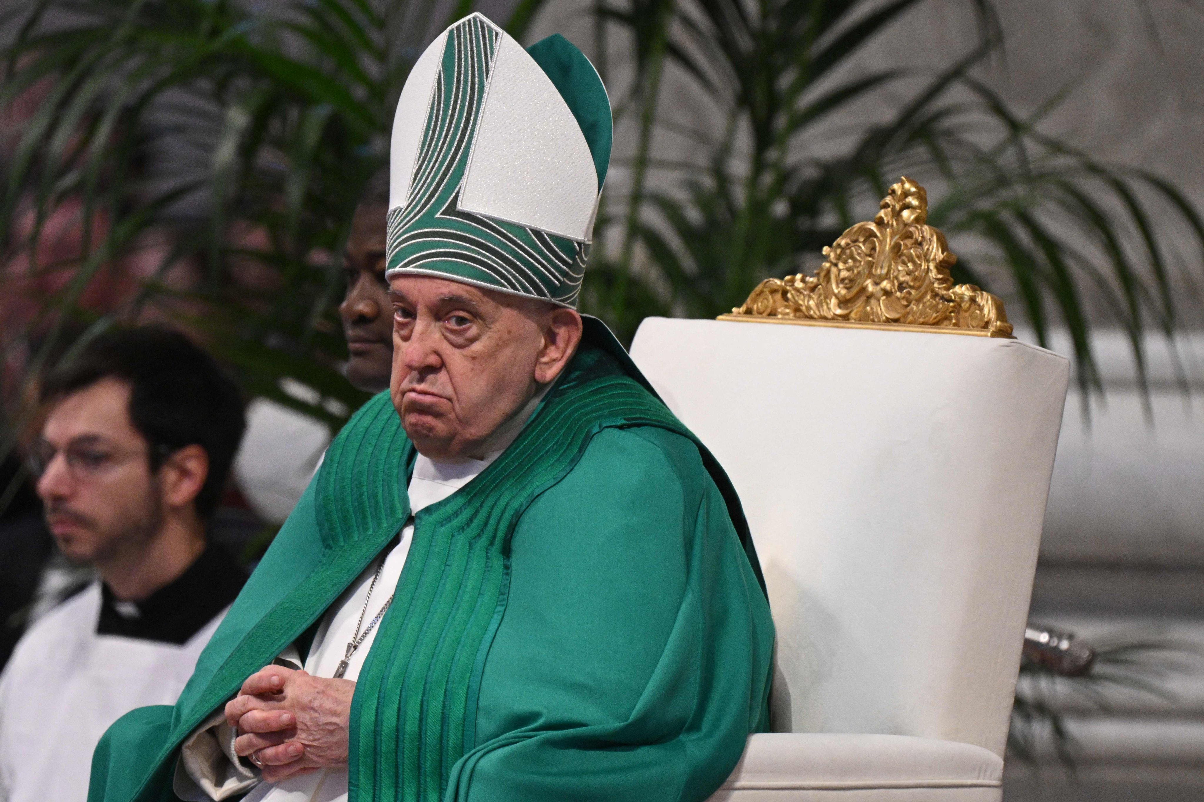 Pope Francis leads mass for the World Day of the Poor at St Peter’s basilica in The Vatican, on Sunday. Photo: AFP