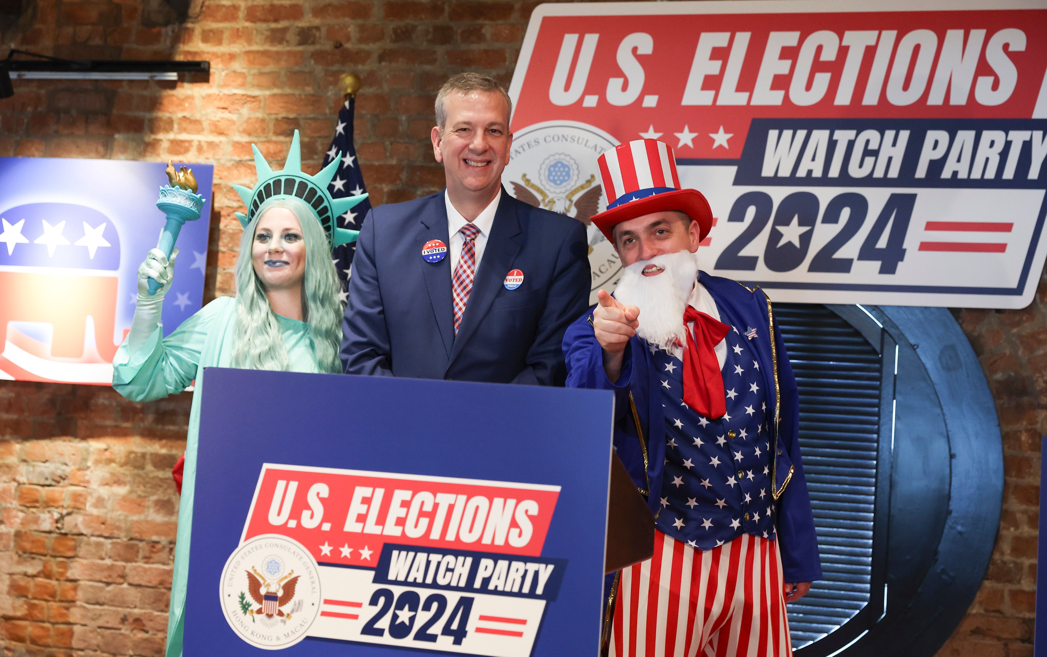 Gregory May, US Consul General in Hong Kong & Macau, meets the media during a US election watch party at the Foreign Correspondents’ Club (FCC) in Central on November 6, 2024. Photo: Edmond So