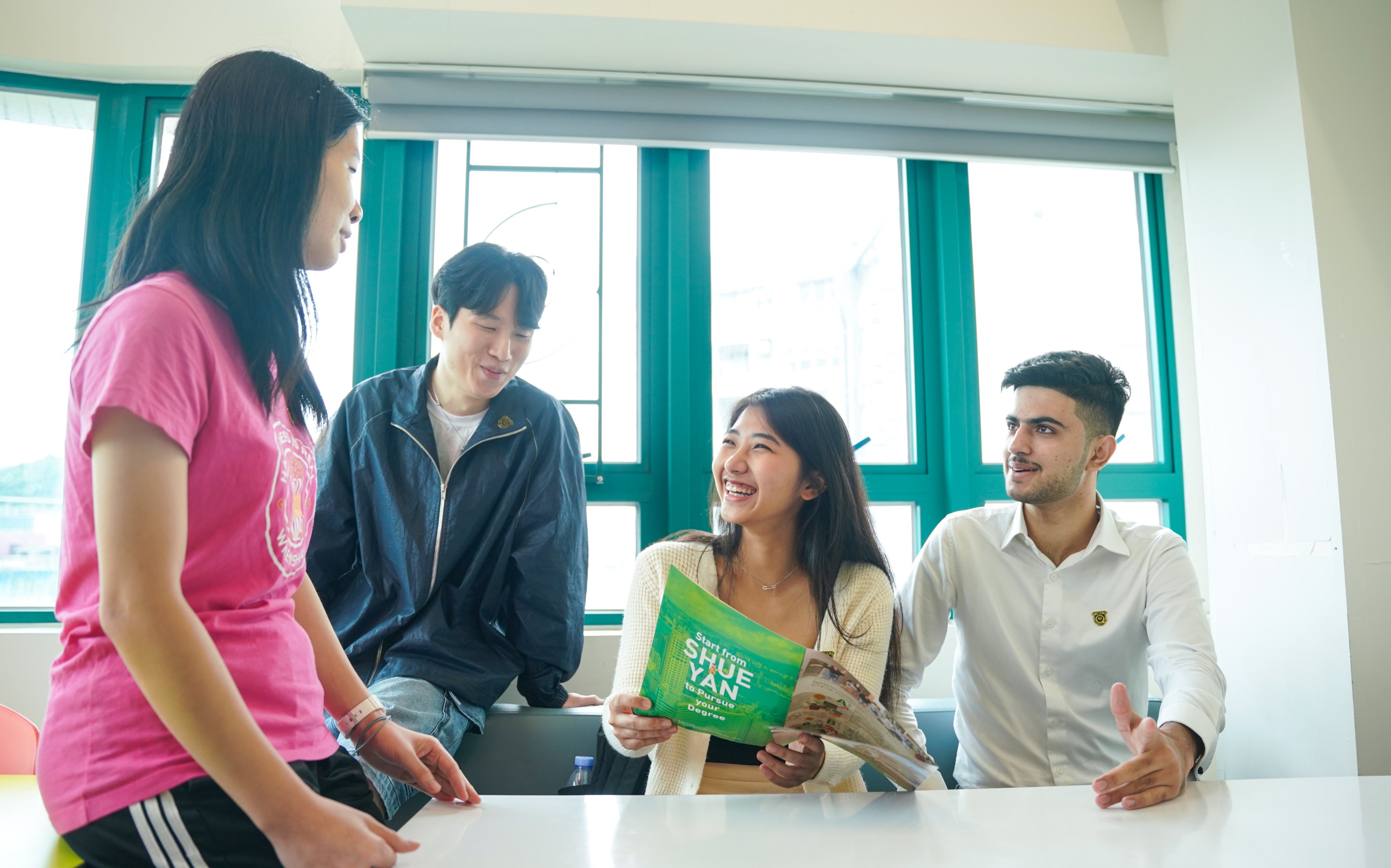 Hong Kong Shue Yan University students (from left) Cream Tam Suet-ching, Chan Woo-seok, Htet Htet Oo Wai and Muaarij Haider. Photo: Fan Chen