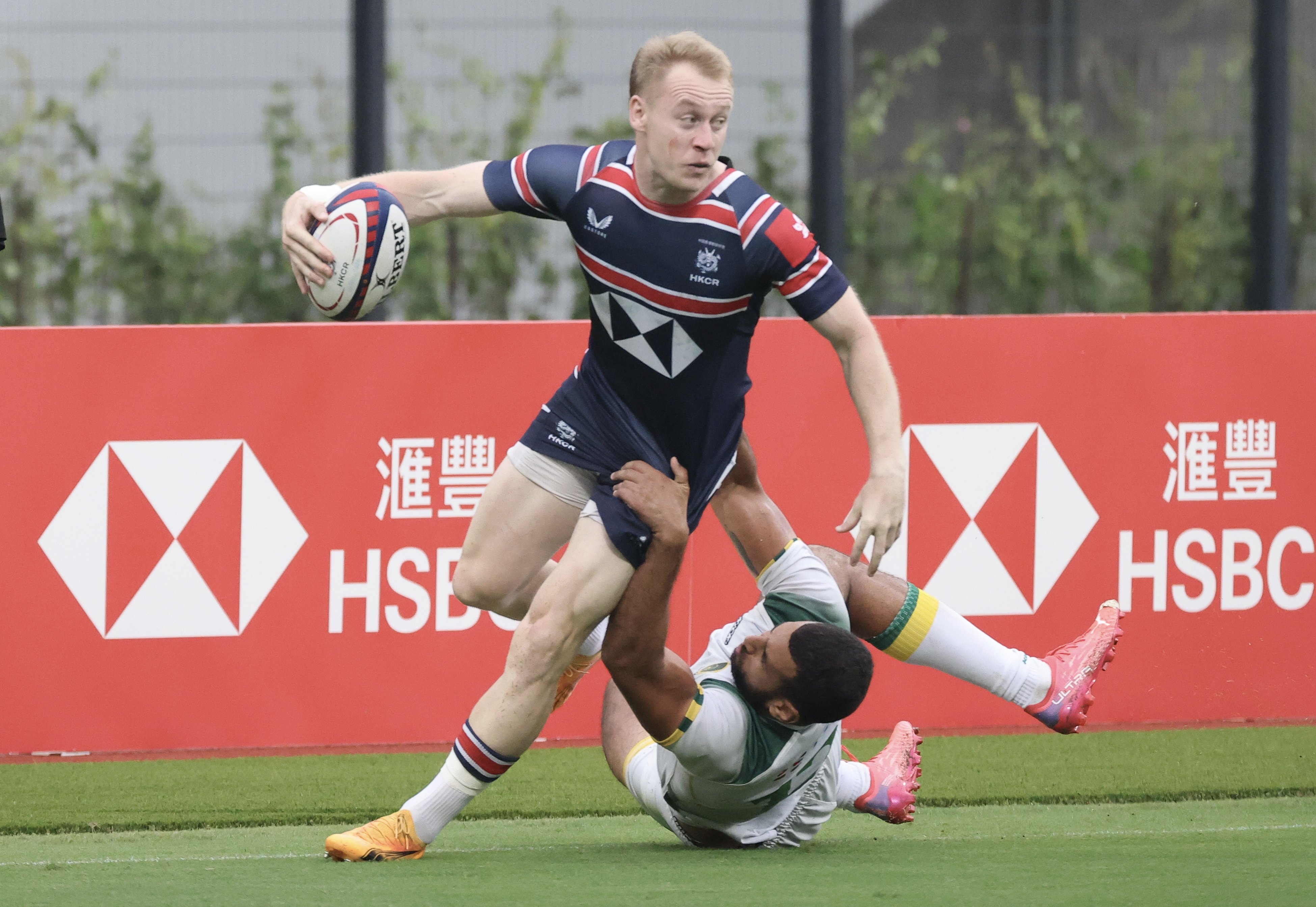 Matt Worley crossed for a pair of late tries in Hong Kong’s victory over Brazil. Photo: Jonathan Wong