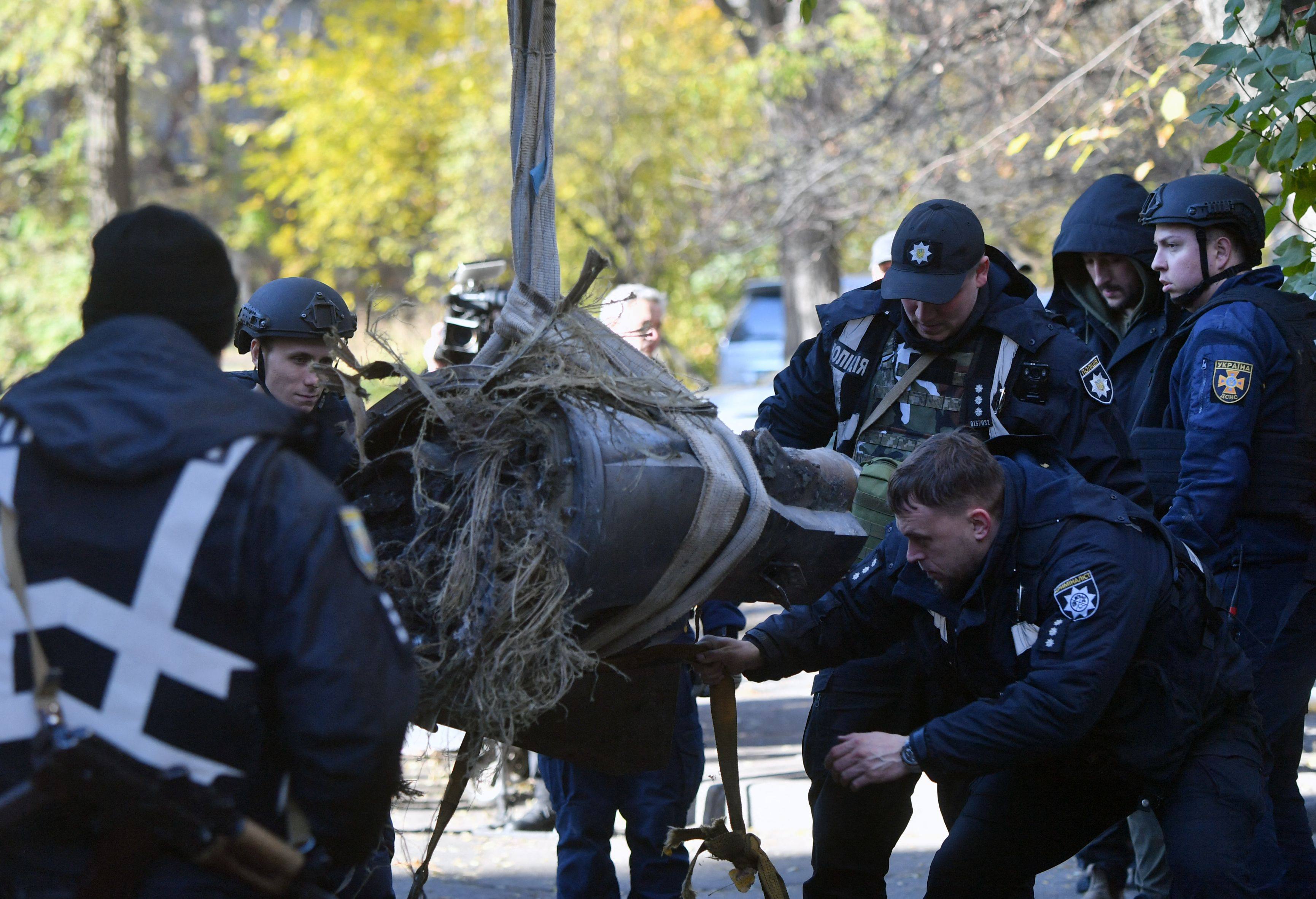 A downed Russian Zircon hypersonic missile in Kyiv, Ukraine on Sunday. Photo: AFP