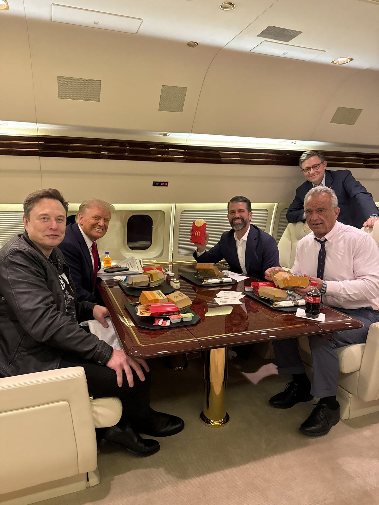 The in-flight meal on Donald Trump’s plane on Saturday was McDonald’s. Photo: X @DonaldJTrumpJr