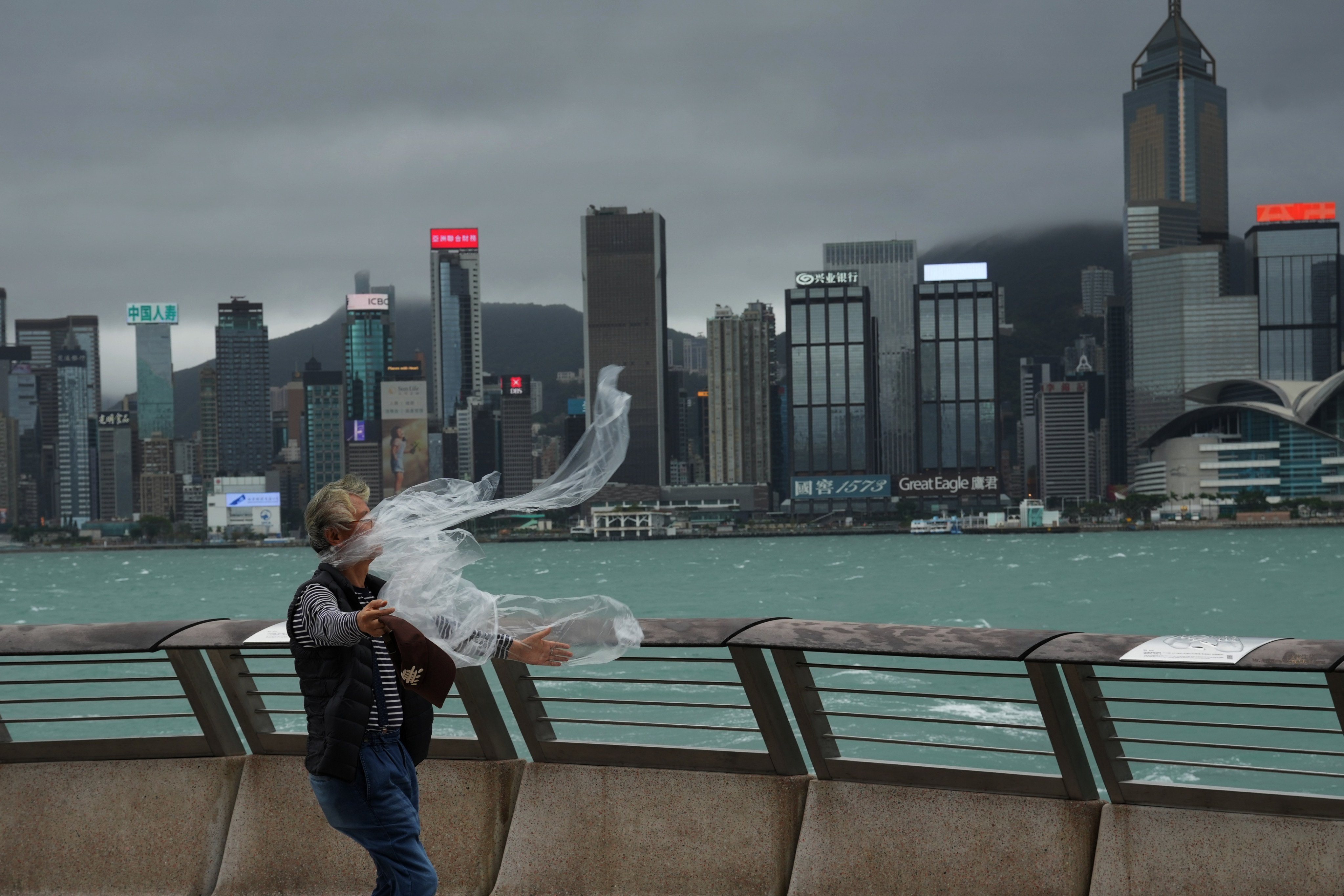 The Tsim Sha Tsui promenade during last week’s signal 8 warning over Toraji. Photo: May Tse