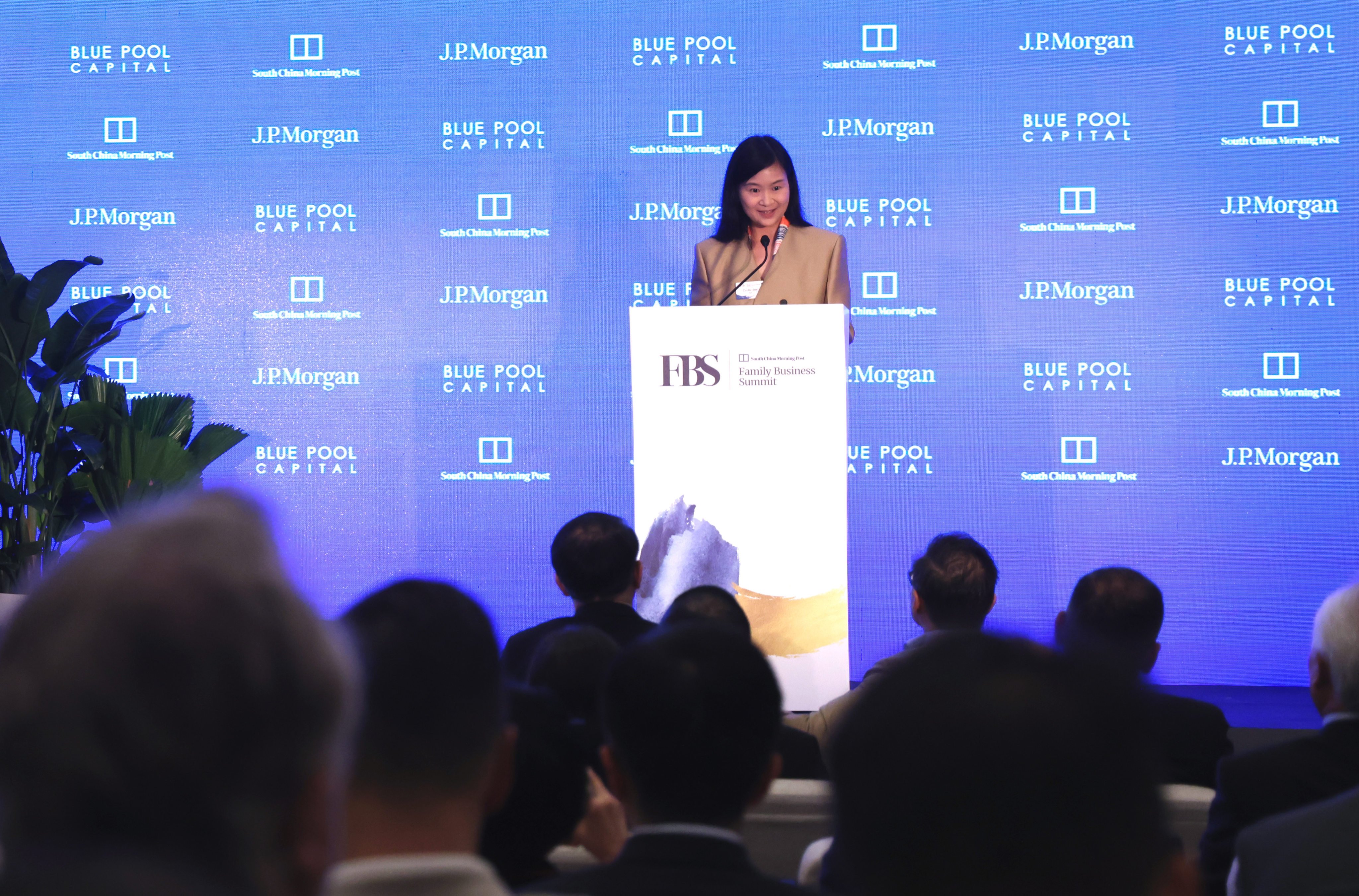 Catherine So, CEO of South China Morning Post, delivered her welcoming remarks during the opening day of the 2024 Family Office Summit in Hong Kong. Photo: Jelly Tse.