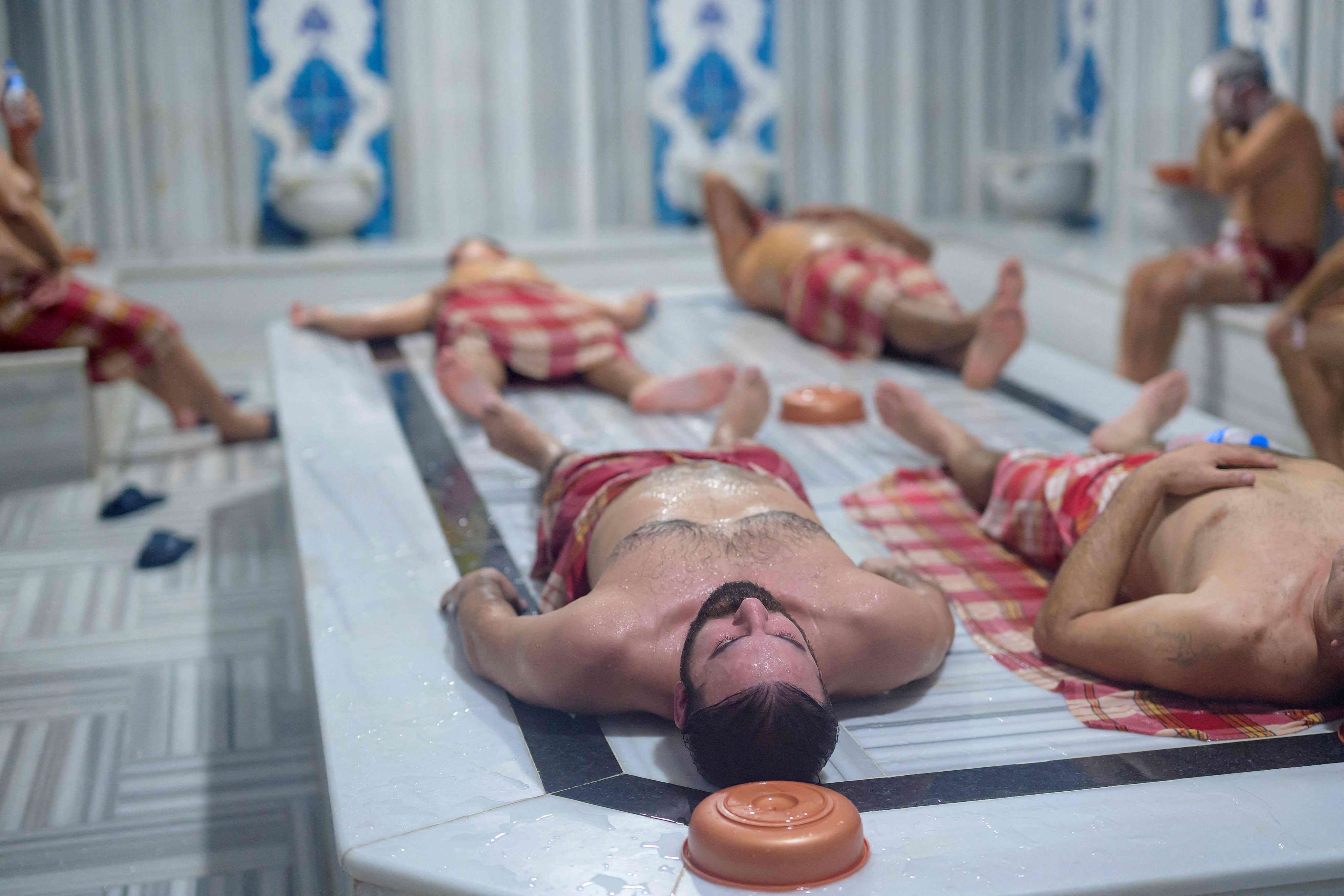 Men at a Turkish hammam in Istanbul. Photo: AFP