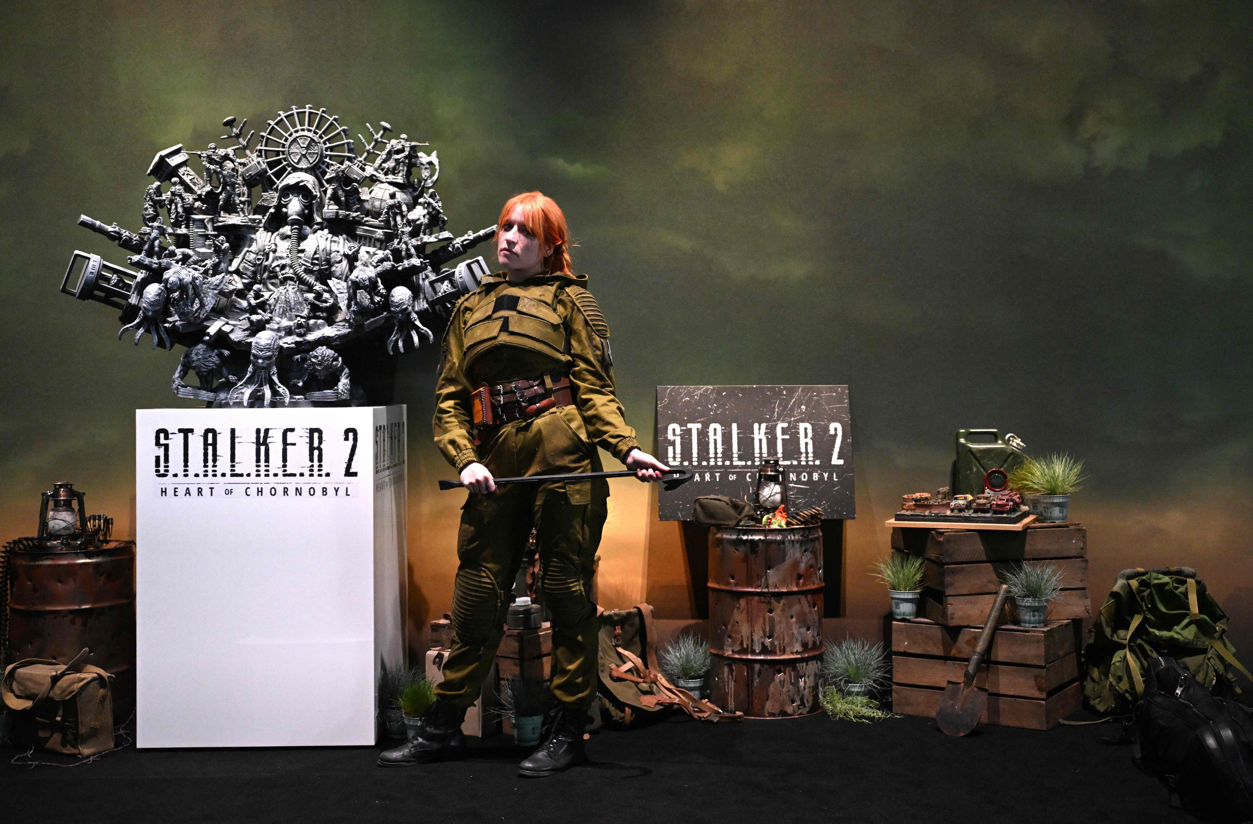 A cosplayer poses at the Stalker 2: Heart of Chornobyl booth at the Gamescom video games trade fair in Cologne, Germany on August 21, 2024. Photo: AFP