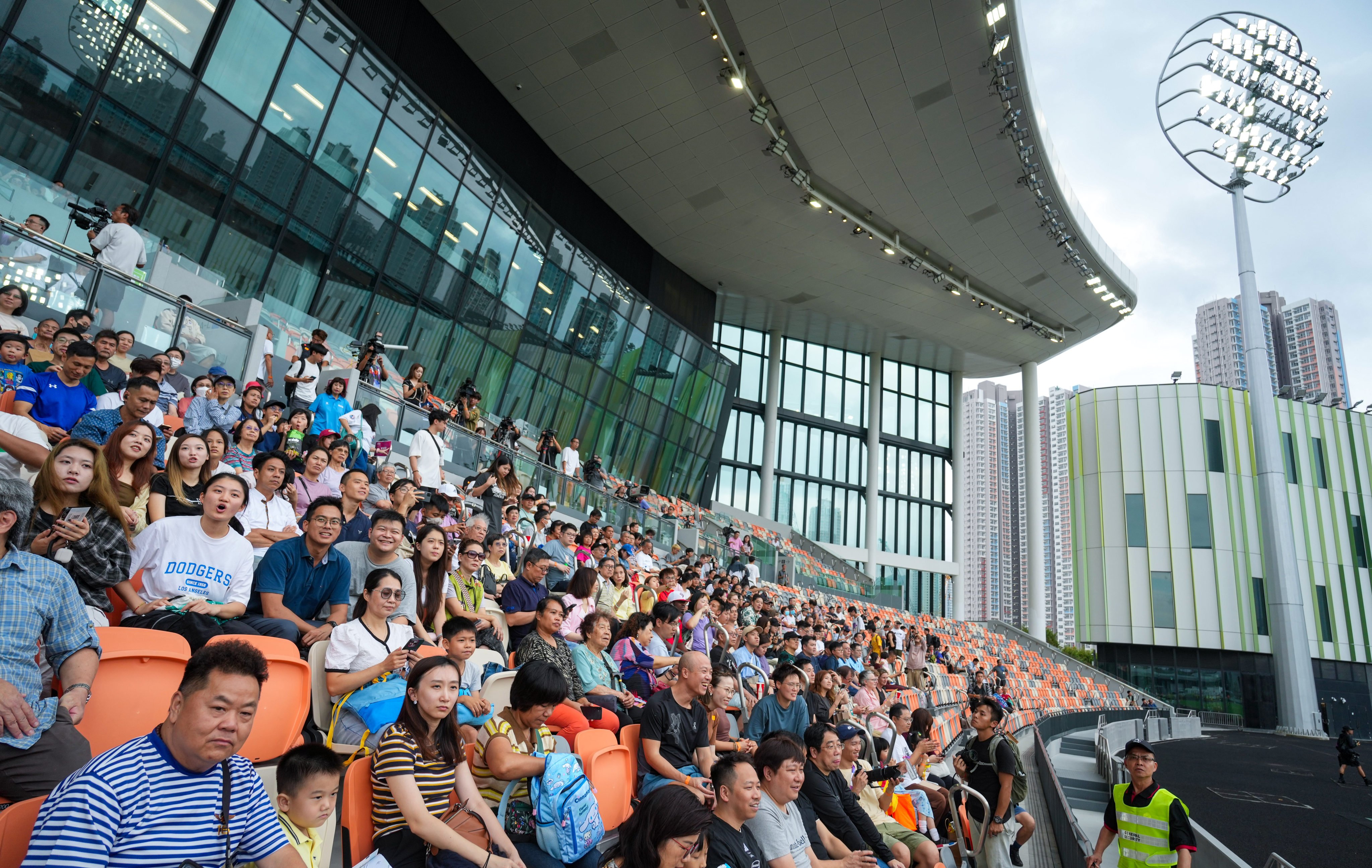 1,500 spectators attend a football match on October 27 at the Youth Sports Ground, the first trial event at Kai Tak Sports Park. Photo: Sam Tsang