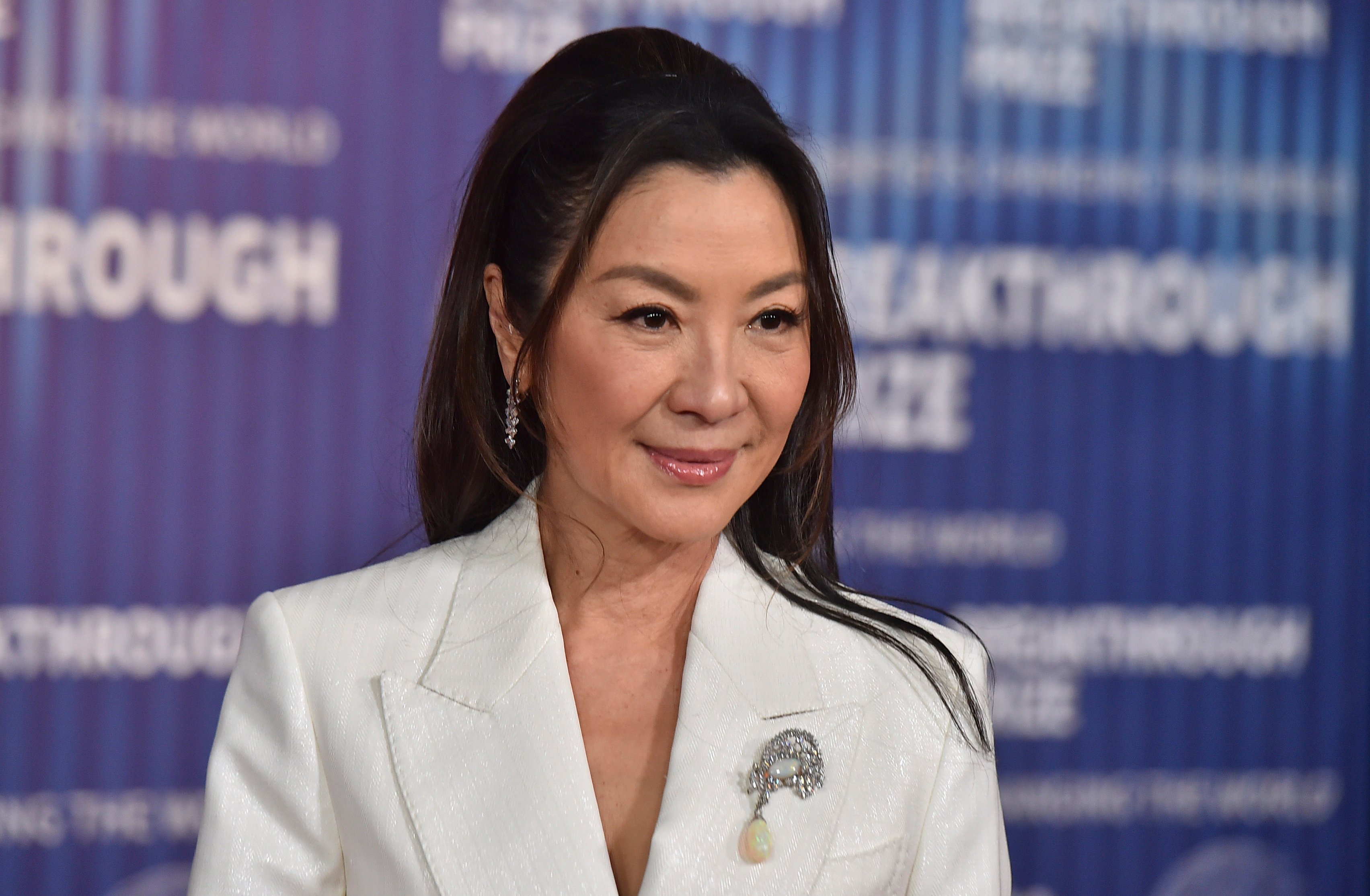 Michelle Yeoh arrives at the 10th Breakthrough Prize Ceremony on April 13 at the Academy Museum of Motion Pictures in Los Angeles. Photo: AP