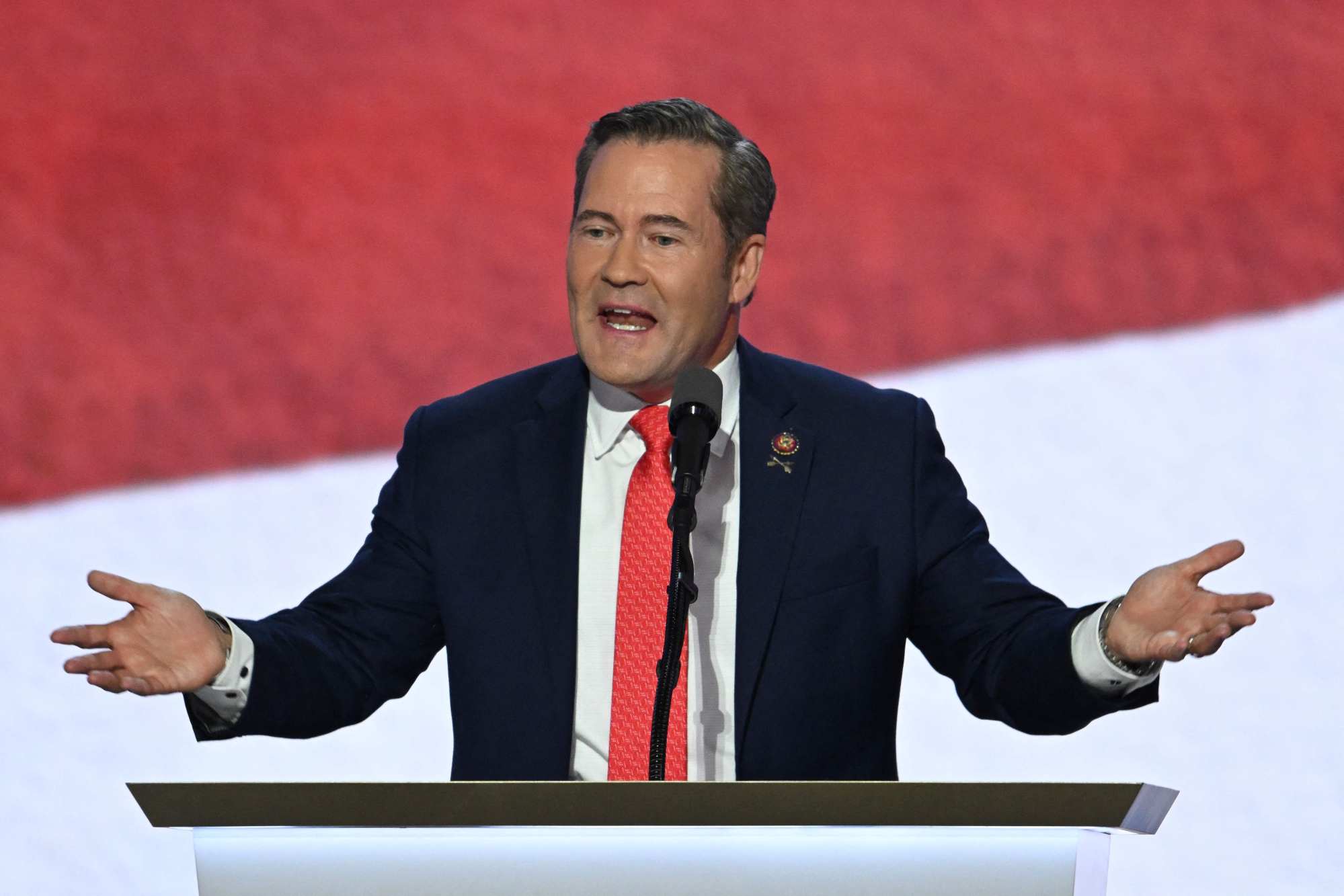 US Representative Michael Waltz, Republican of Florida, speaking during the third day of the 2024 Republican National Convention in Milwaukee, Wisconsin, on July 17. Photo: AFP