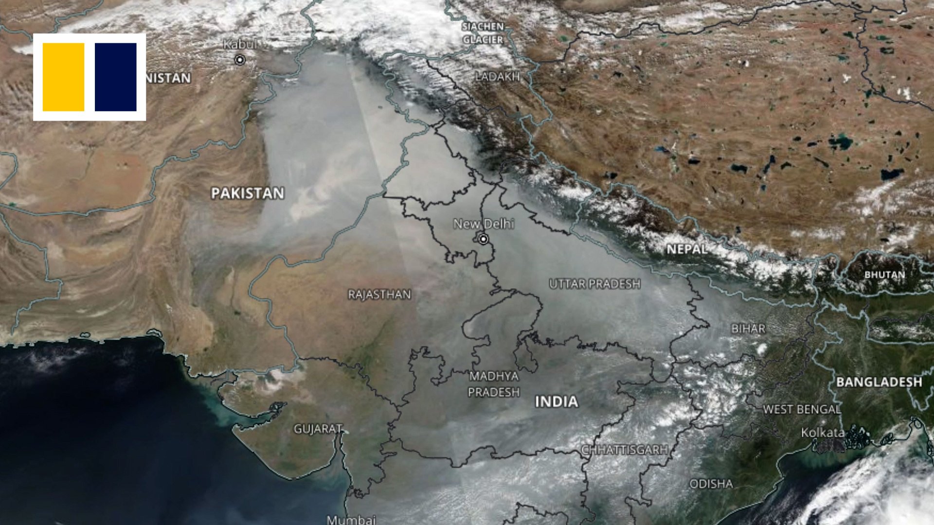 Satellite images show toxic smog over South Asia visible from space