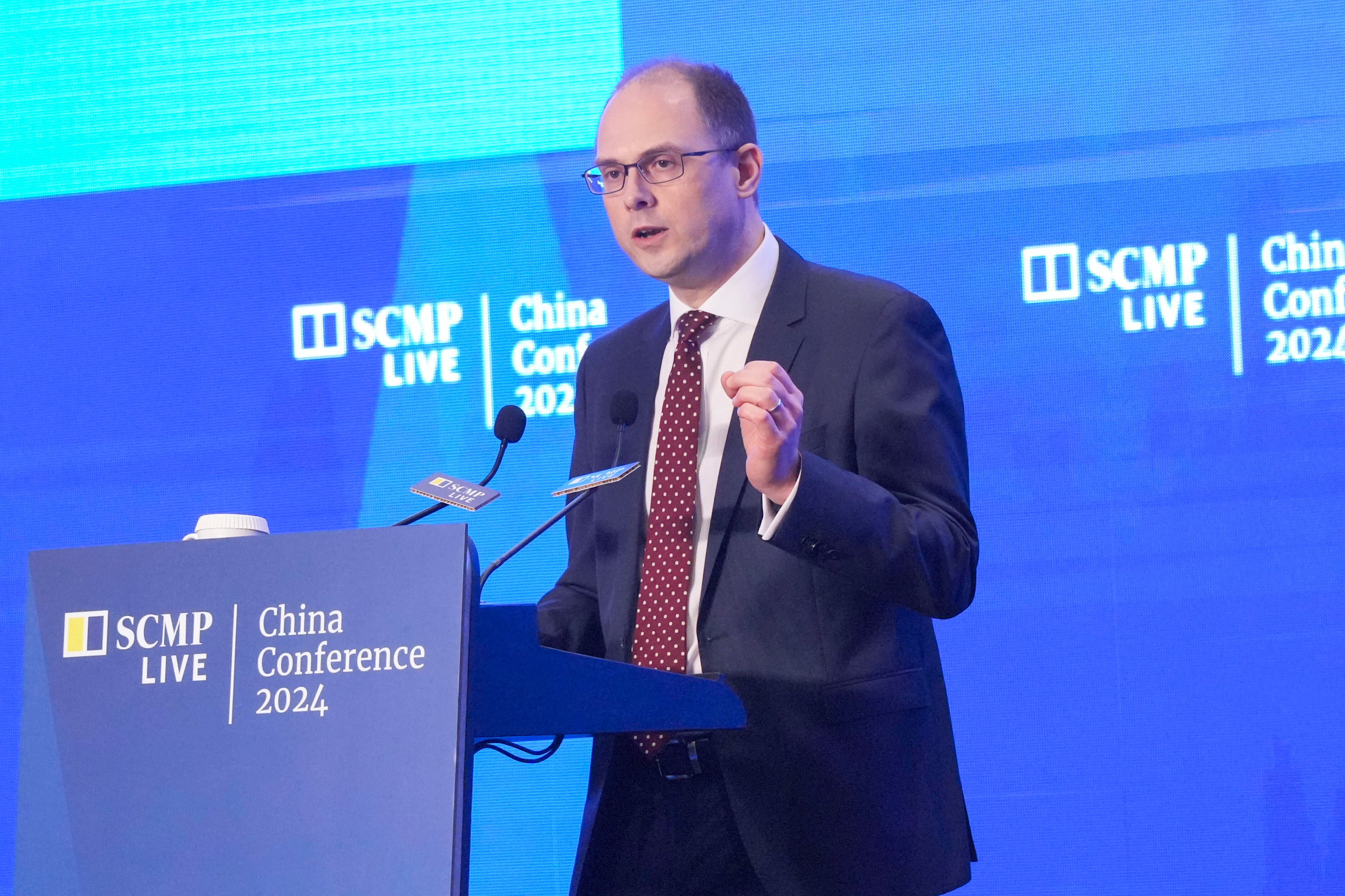 Phill Witherington, President and CEO of Manulife Asia, delivers opening remarks at the 2024 South China Morning Post - China Conference at the Hong Kong Ocean Park Marriott Hotel in Aberdeen on 4 July 2024. Photo: May Tse