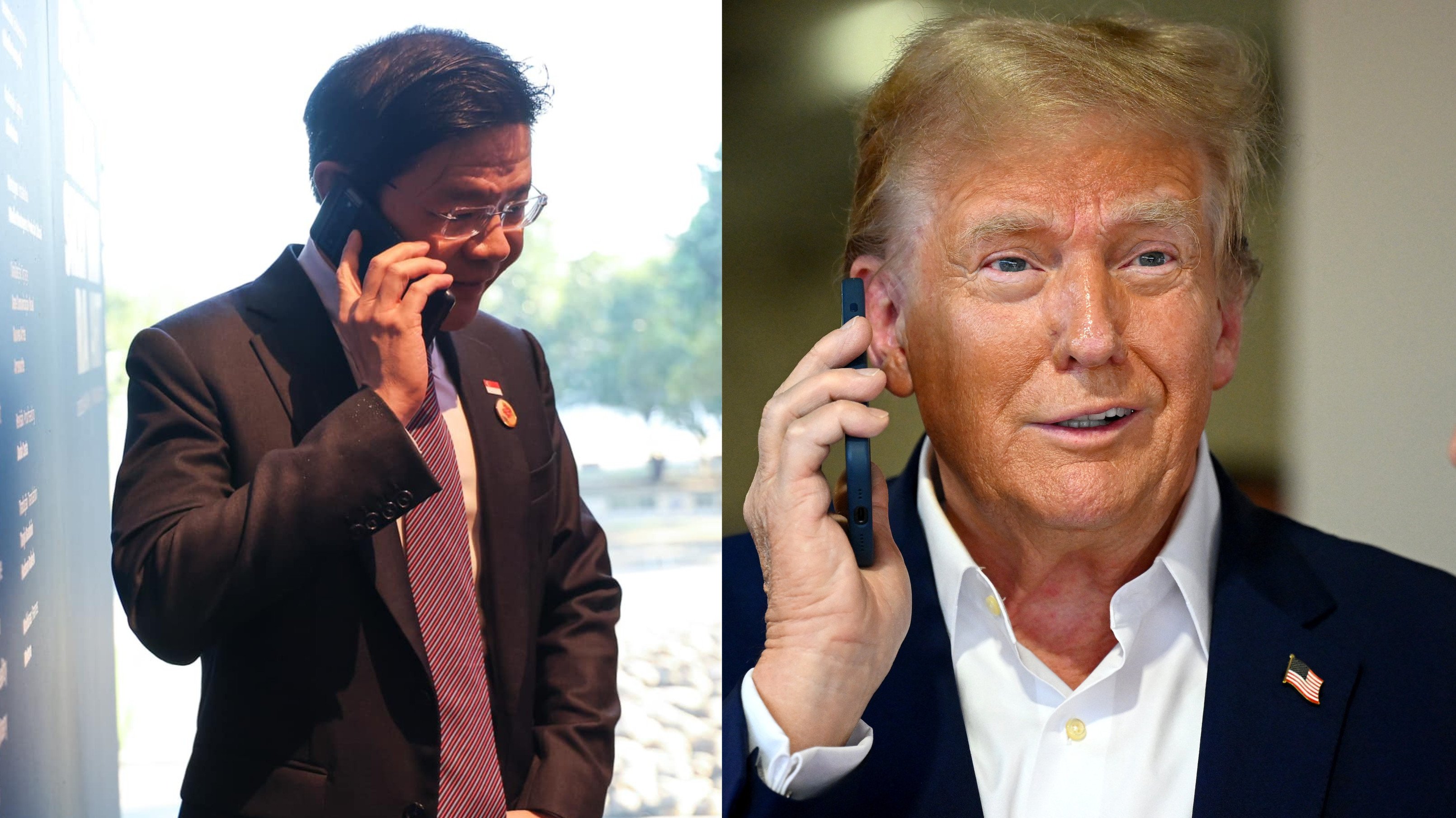 Singapore’s Prime Minister Lawrence Wong and US president-elect Donald Trump. Photos: Ministry of Digital Development and Information of Singapore, AFP