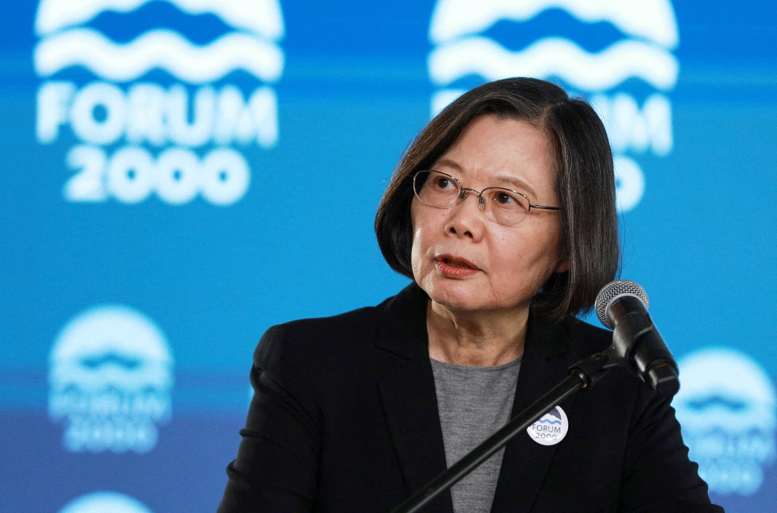 Former Taiwanese leader Tsai Ing-wen speaks during the annual Forum 2000 conference in Prague last month. She will travel to Canada this month for a security forum. Photo: Reuters