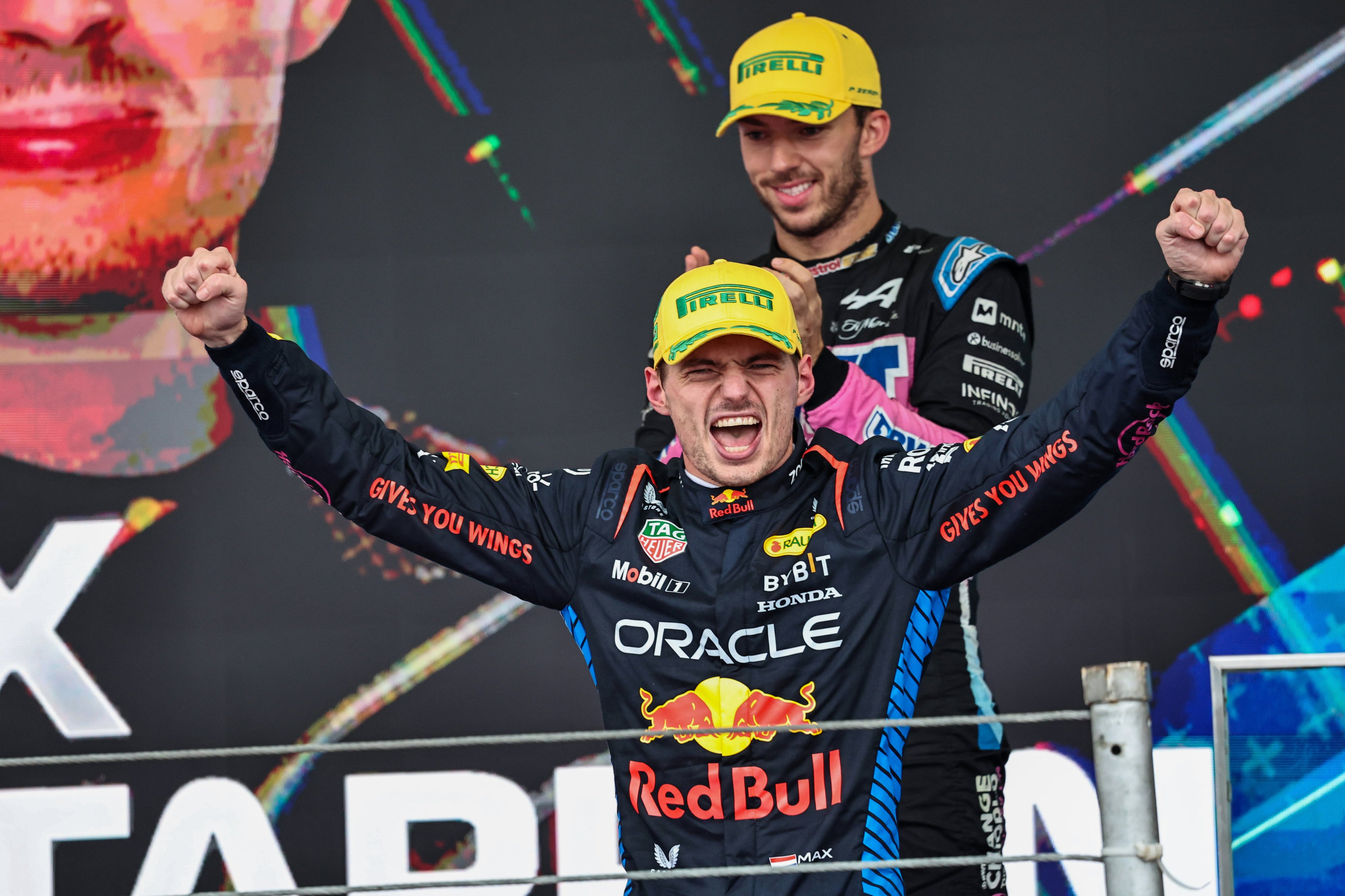 Dutch driver Max Verstappen in triumphal mood after winning the Brazilian Grand Prix in early November, ending a 10-race losing streak. Photo: dpa