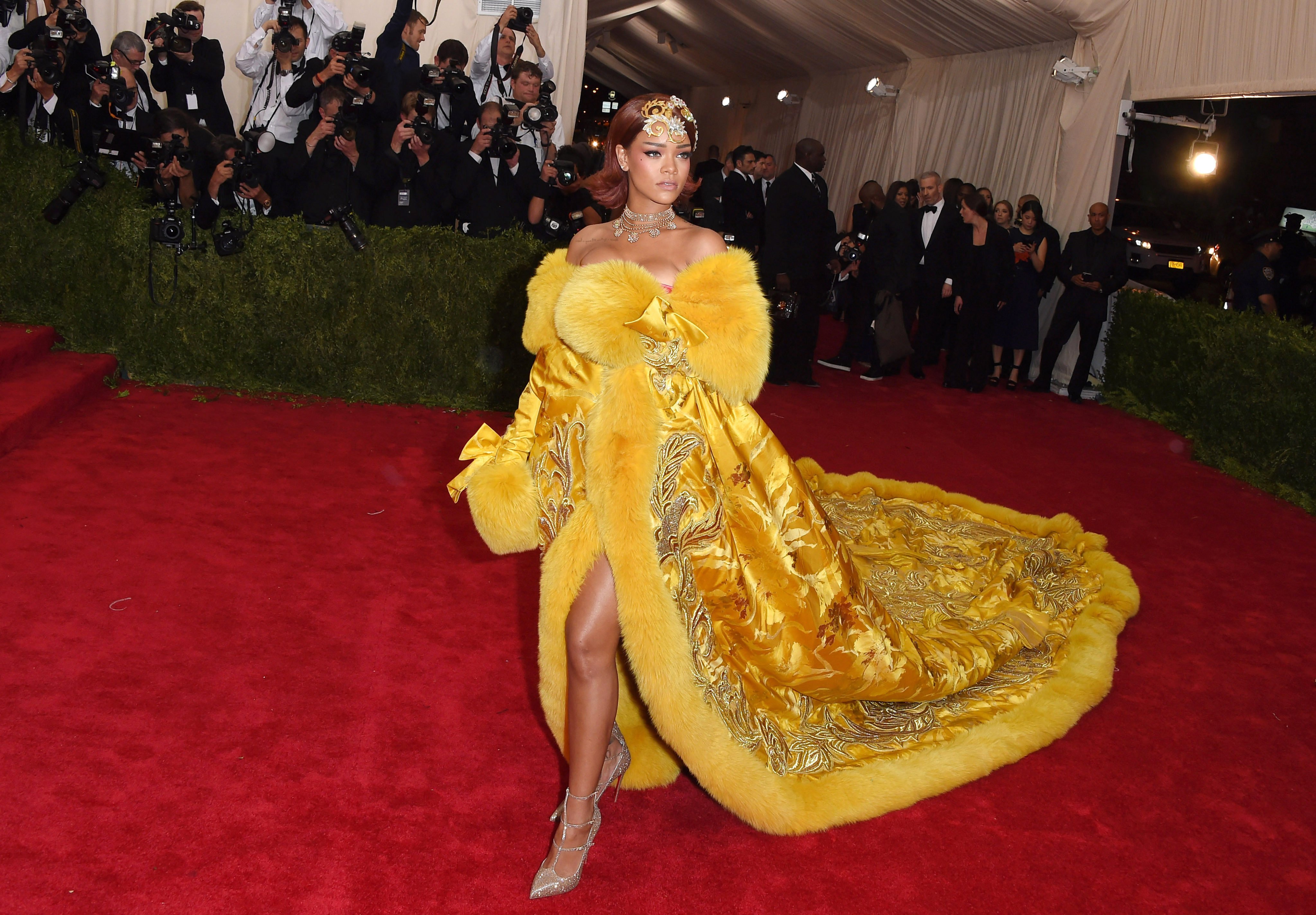 Rihanna wears a dress by Guo Pei at the 2015 Met Gala in New York. Photo: Axelle/Bauer-Griffin/FilmMagic