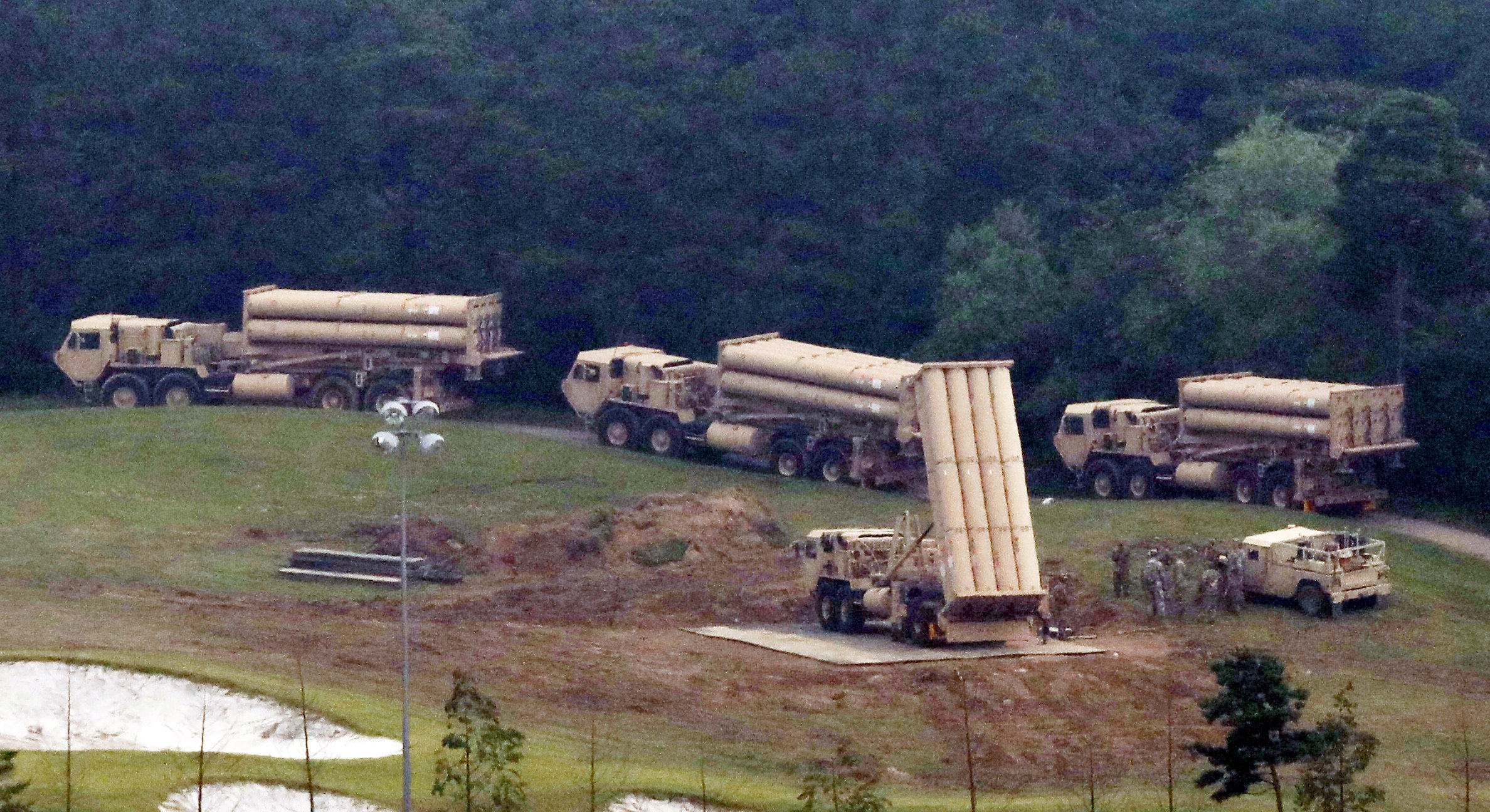 THAAD interceptors arrive in Seongju, South Korea, in September 2017. Photo: News1 via Reuters