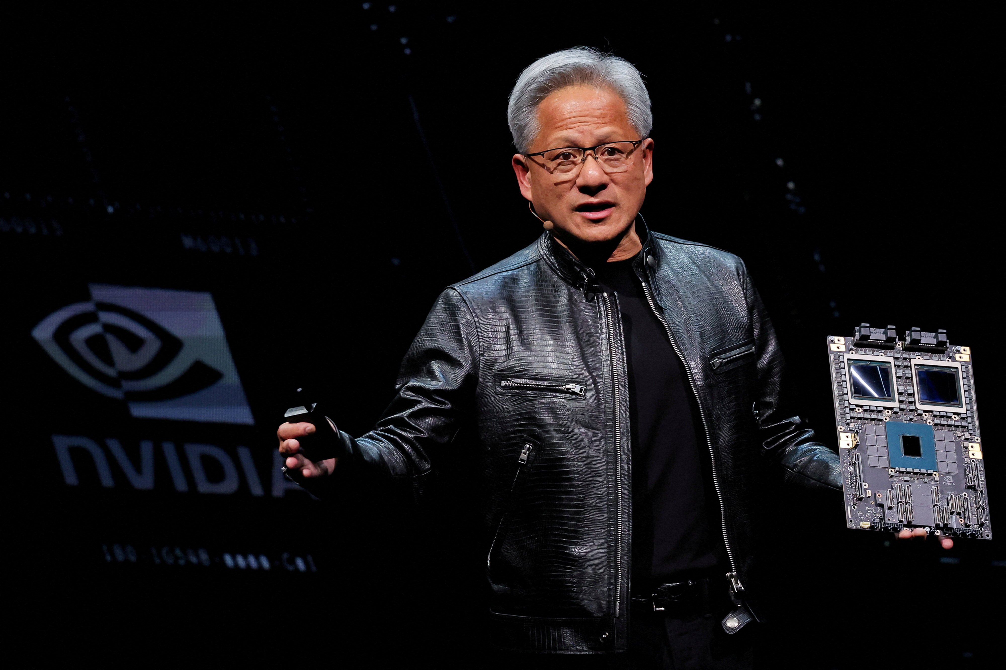 Nvidia CEO Jensen Huang presents the company’s Blackwell platform at an event in Taiwan, June 2, 2024. Photo: Reuters