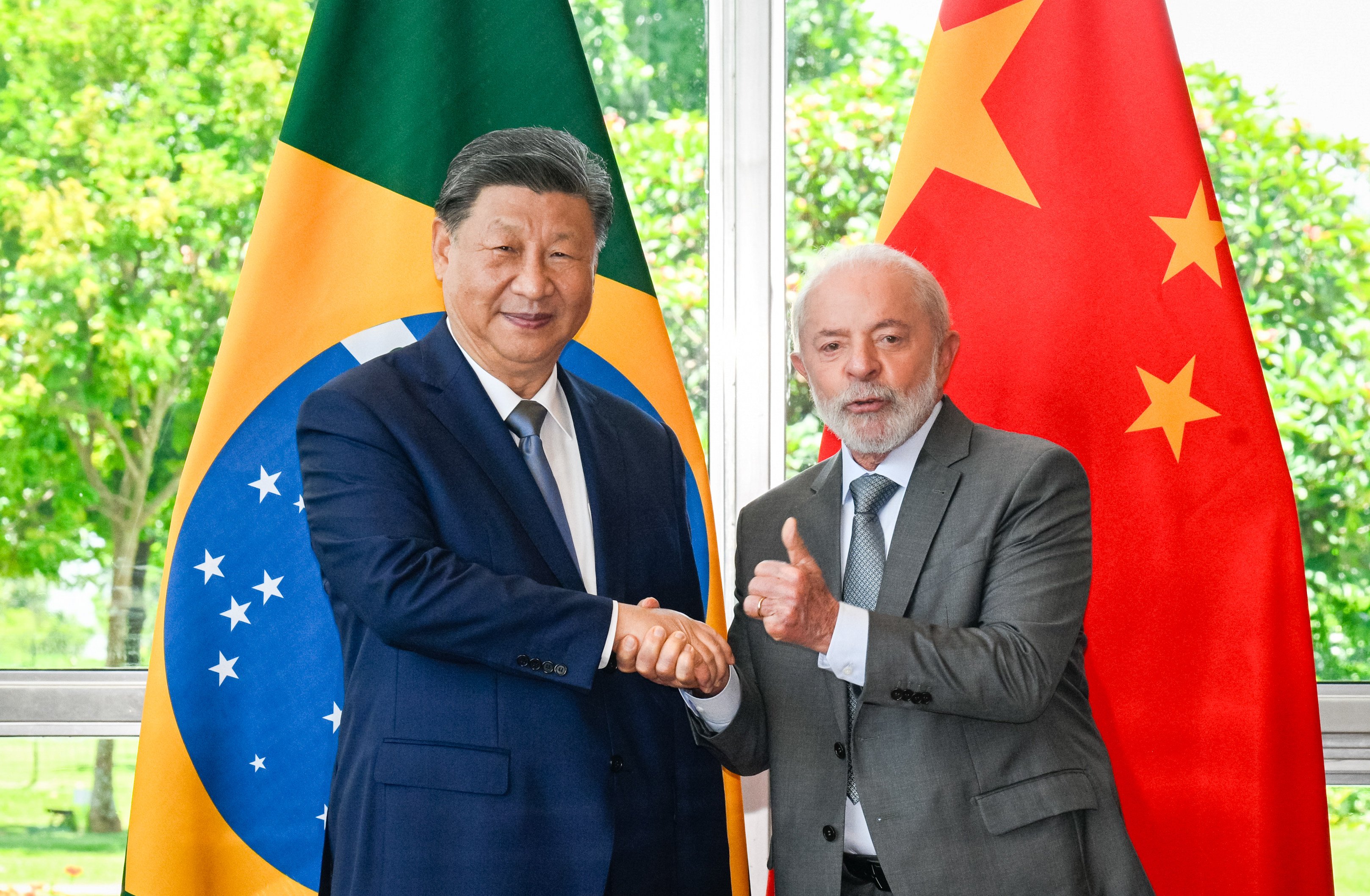 Chinese President Xi Jinping holds talks with his Brazilian counterpart Luiz Inacio Lula da Silva in Brasilia on Wednesday. Photo: Xinhua