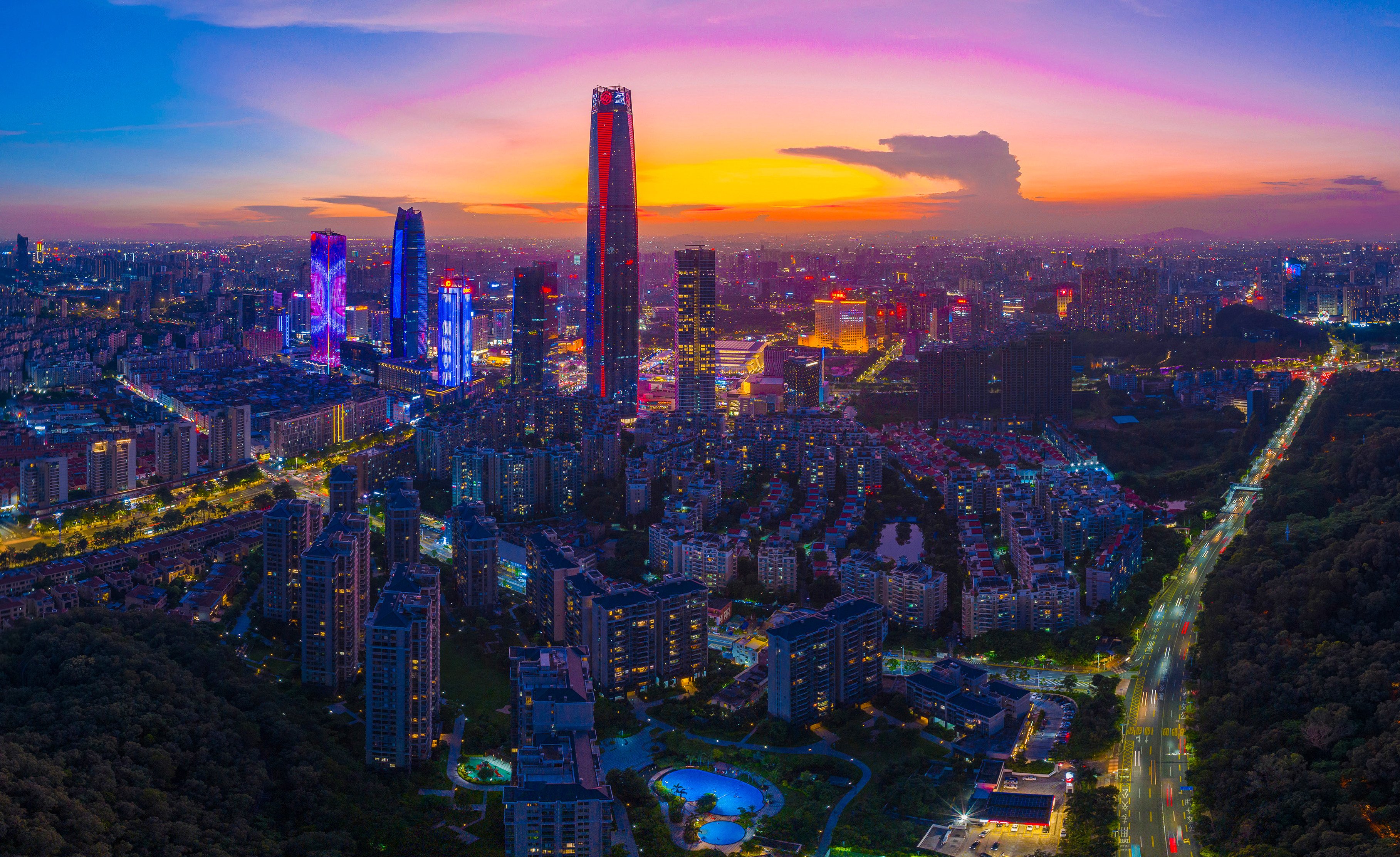 A drone view of Dongguan, also known in some circles as “sin city”, where 42 sitting and former officials have faced corruption investigations  so far this year. Photo: Xinhua