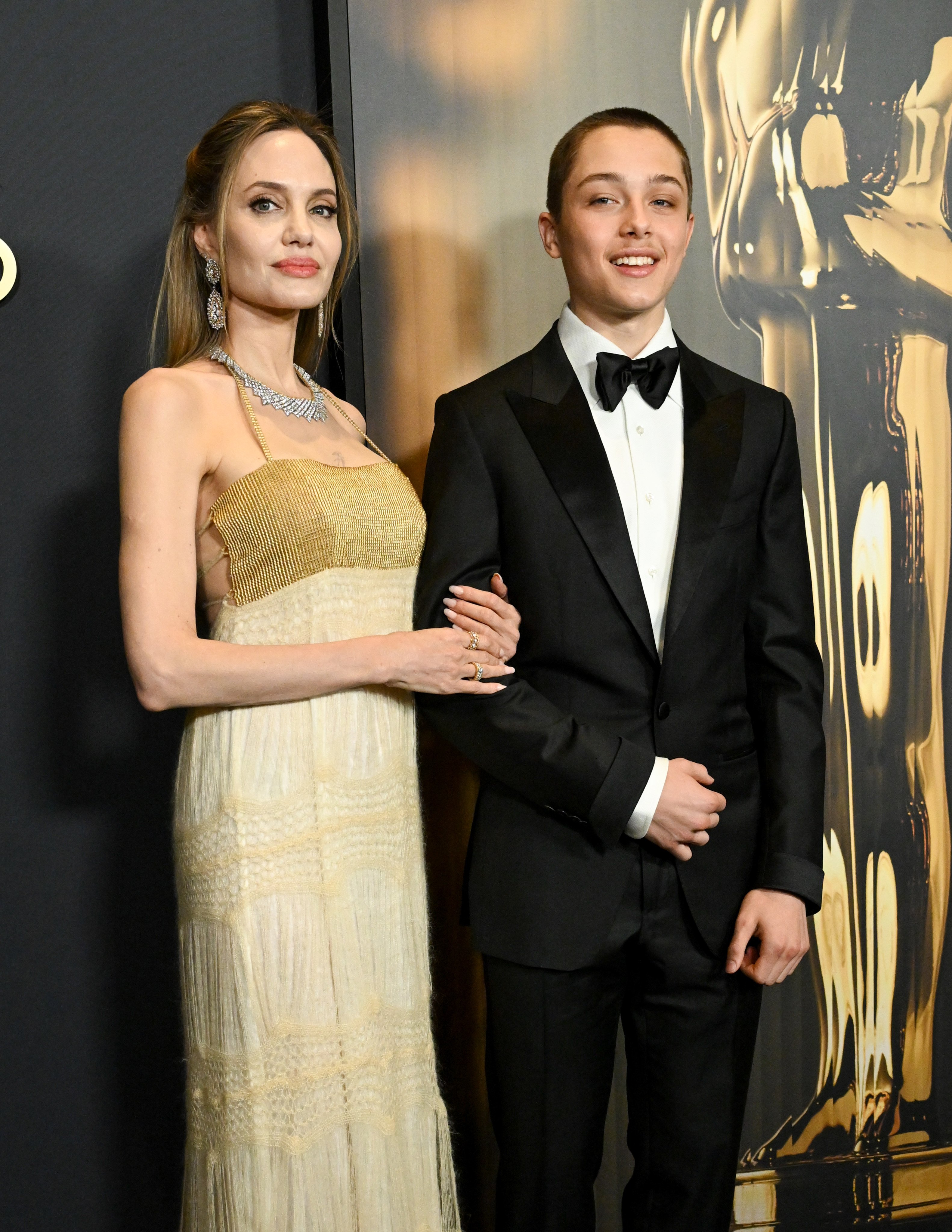 Angelina Jolie with her son Knox Jolie-Pitt at the 15th Governors Awards on November 17 in Los Angeles. Photo: Variety via Getty Images