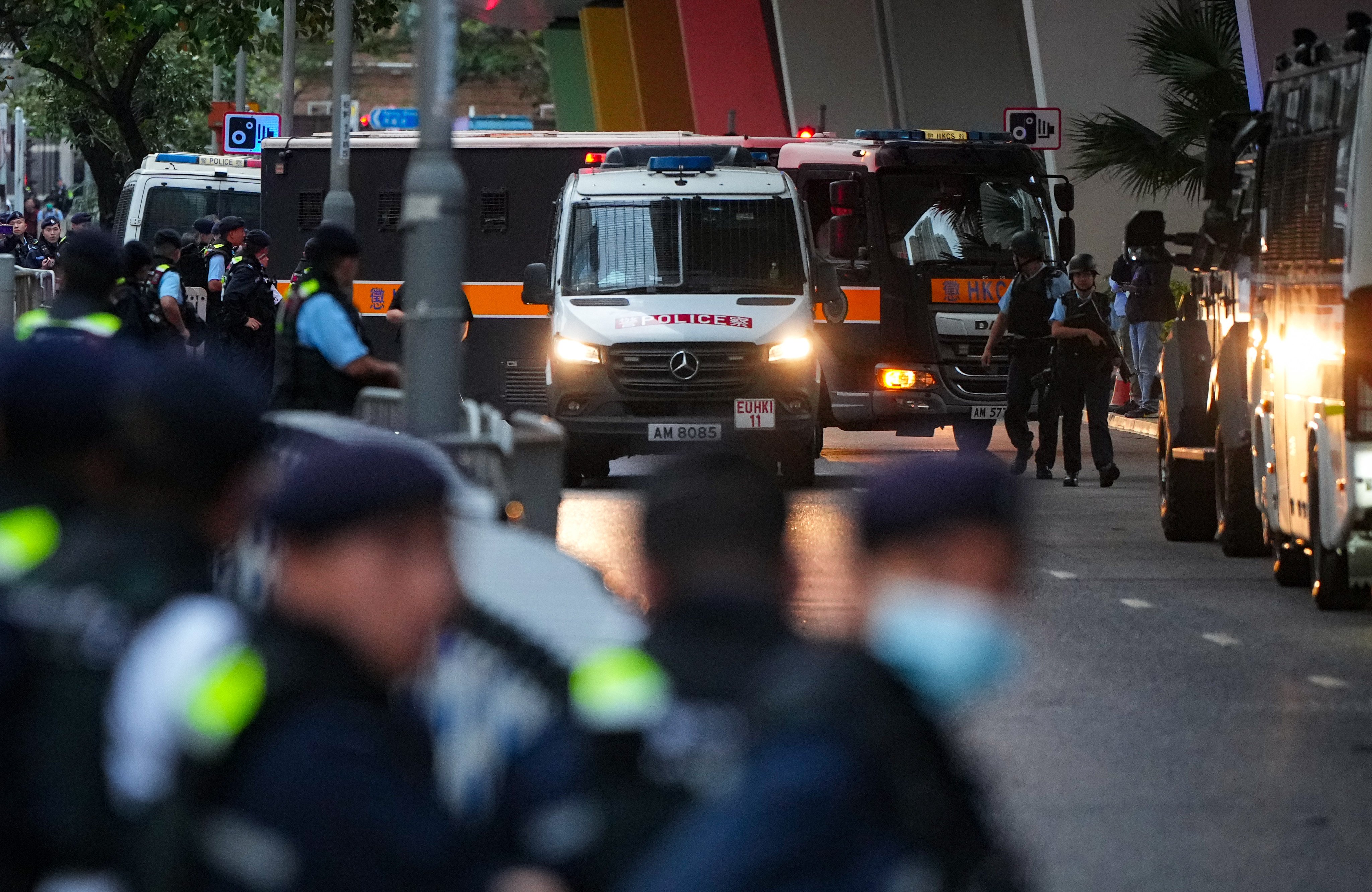 Jailed opposition activists are taken from West Kowloon Court in a prison vehicle to start their sentences. Photo: Sam Tsang