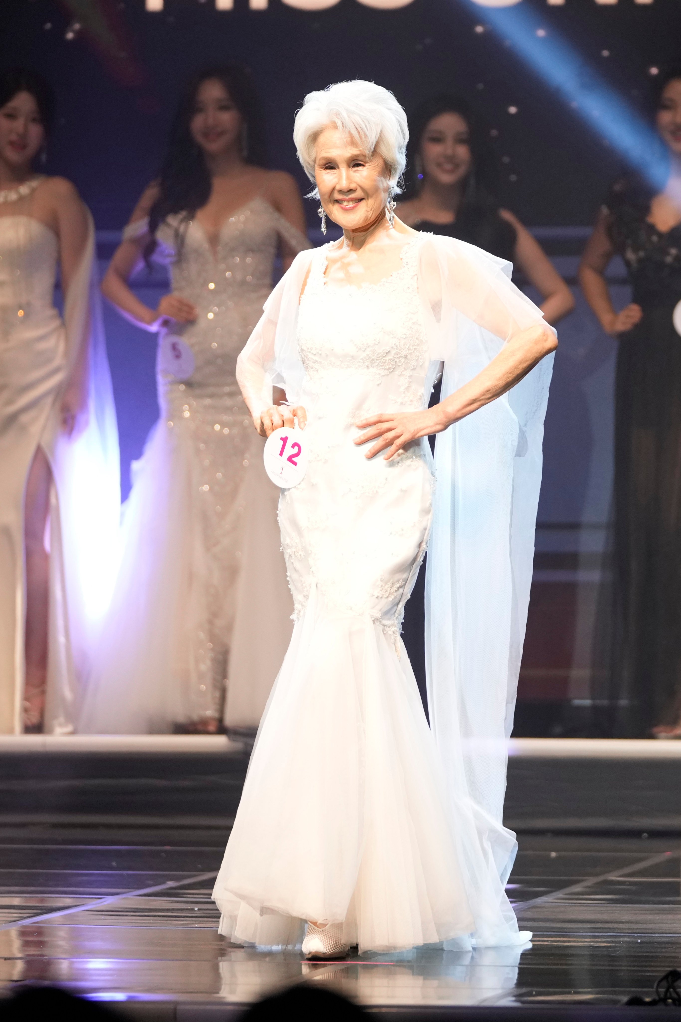 Choi Soon-hwa, 81, during the 2024 Miss Universe Korea in Seoul, South Korea. Choi used to dream of becoming a model. She explains how she achieved her dream. Photo: AP