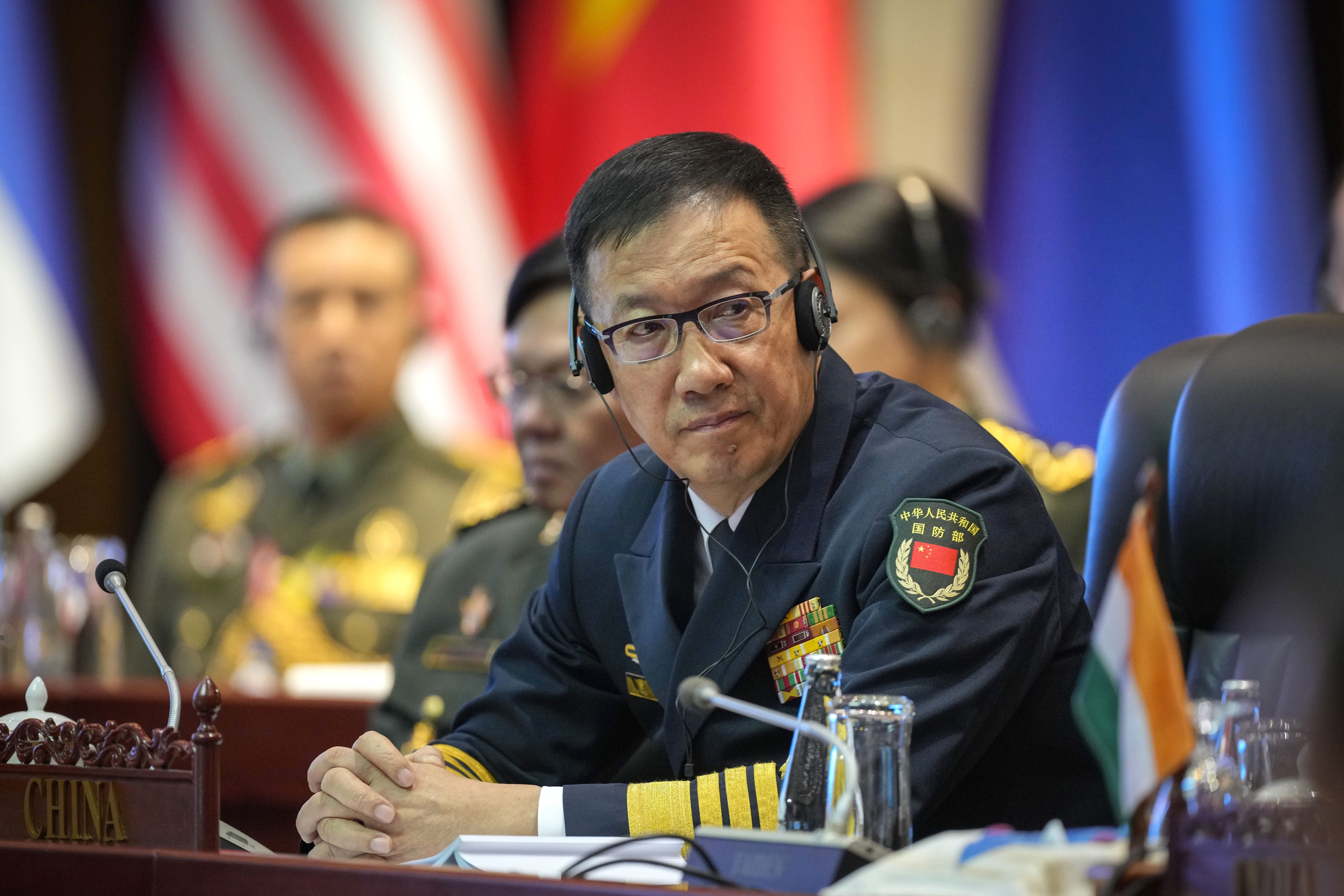 China’s Dong Jun at the ADMM-Plus in Vientiane, Laos  on Thursday. He reportedly declined to meet the US defence secretary. Photo: AP