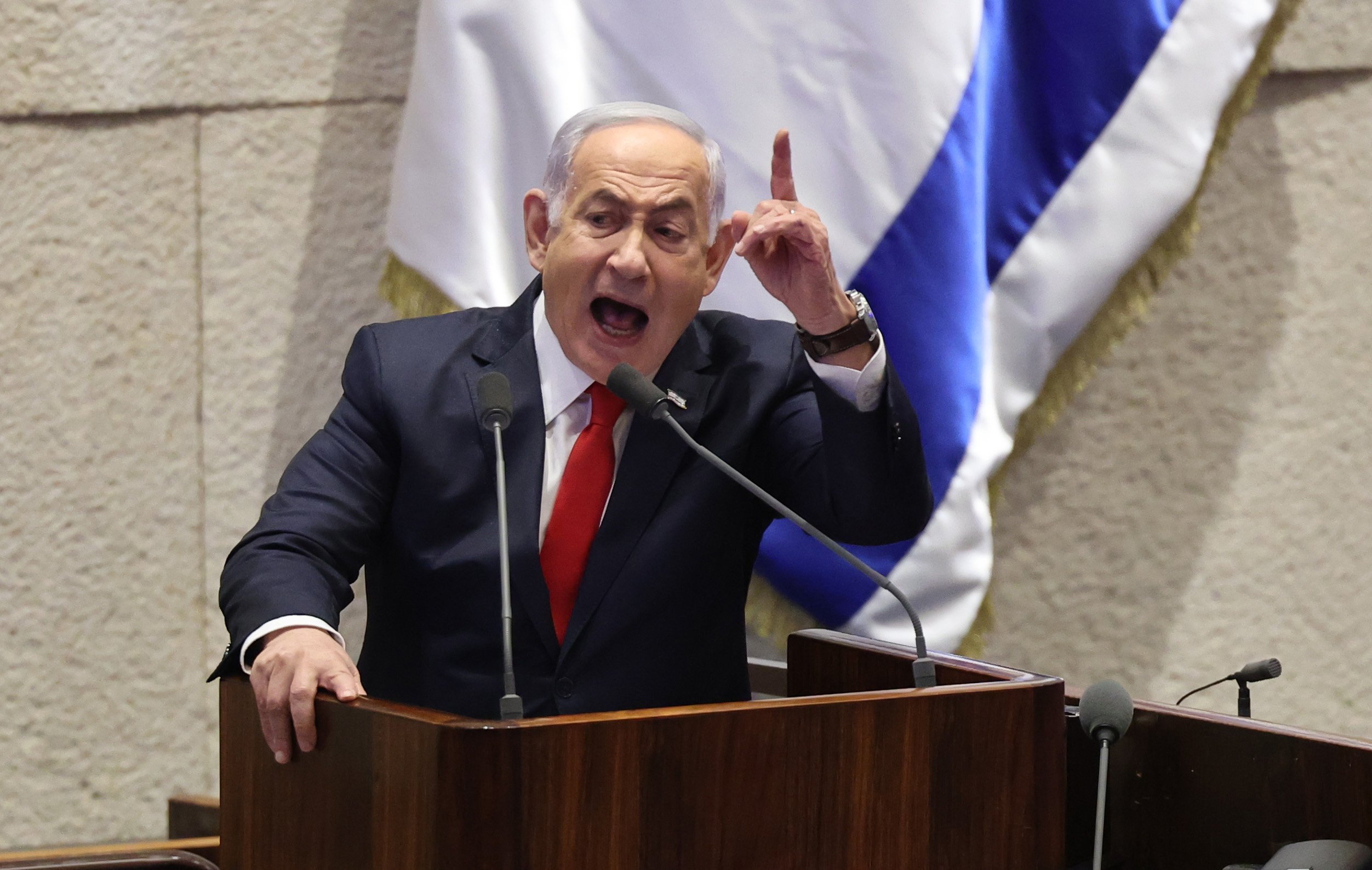 Israeli Prime Minister Benjamin Netanyahu speaks during a discussion called on by the opposition on the release of the Israeli hostages held by Hamas, at the Knesset in Jerusalem, Israel, November 18, 2024. Photo: EPA-EFE