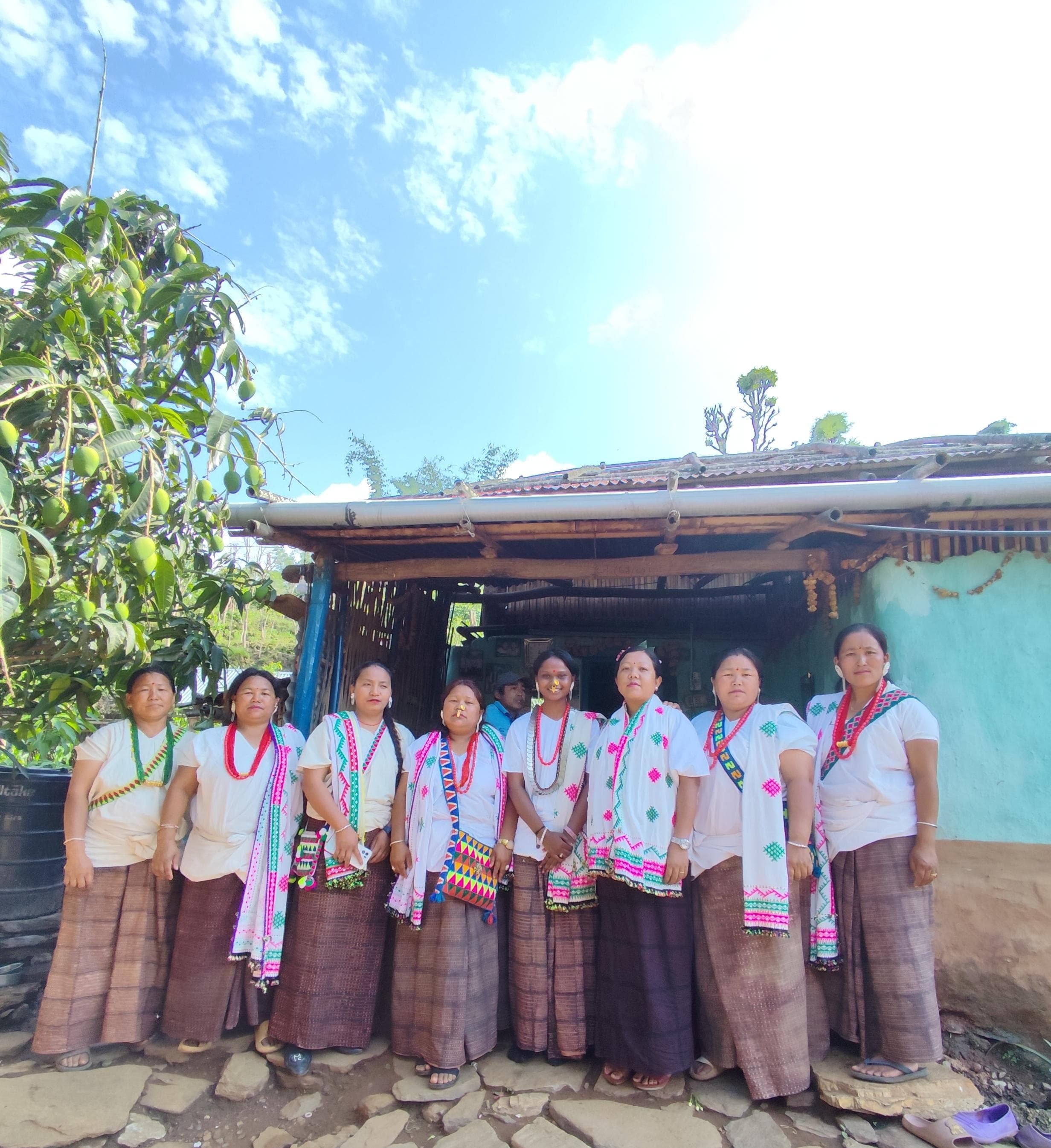 Ananya R (4th from right), with members of the Aathpahariya community. Photo: courtesy Ananya R