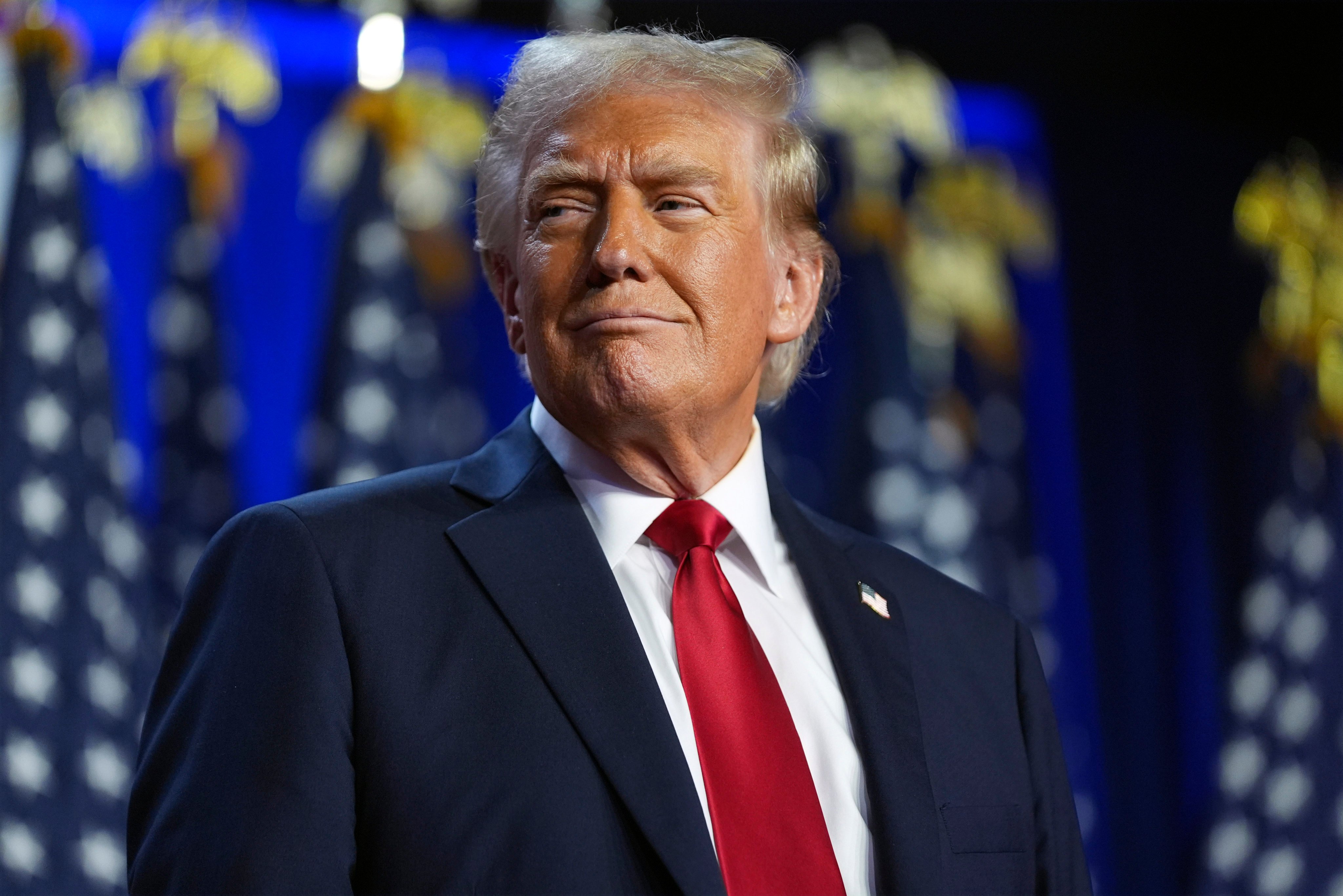 Donald Trump at an election night watch party at the Palm Beach Convention Centre on November 6 in Florida. Photo: AP