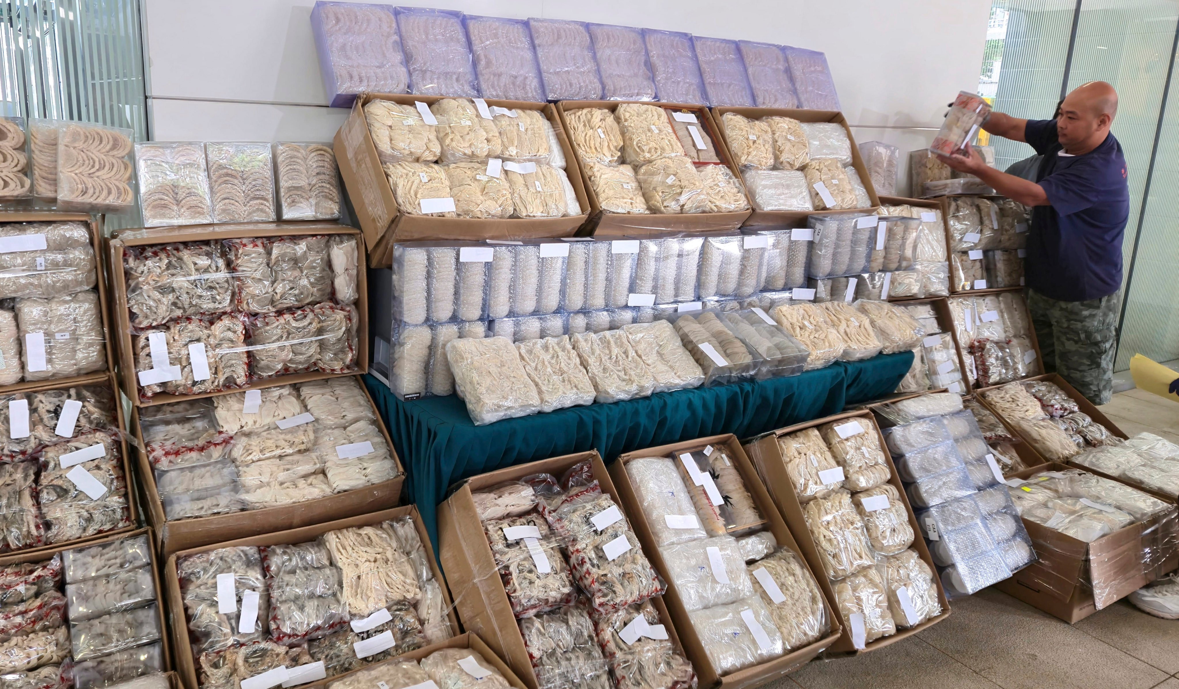 Hong Kong customs officers have found more than 438kg of smuggled bird’s nests in a truck bound for mainland China. Photo: Handout